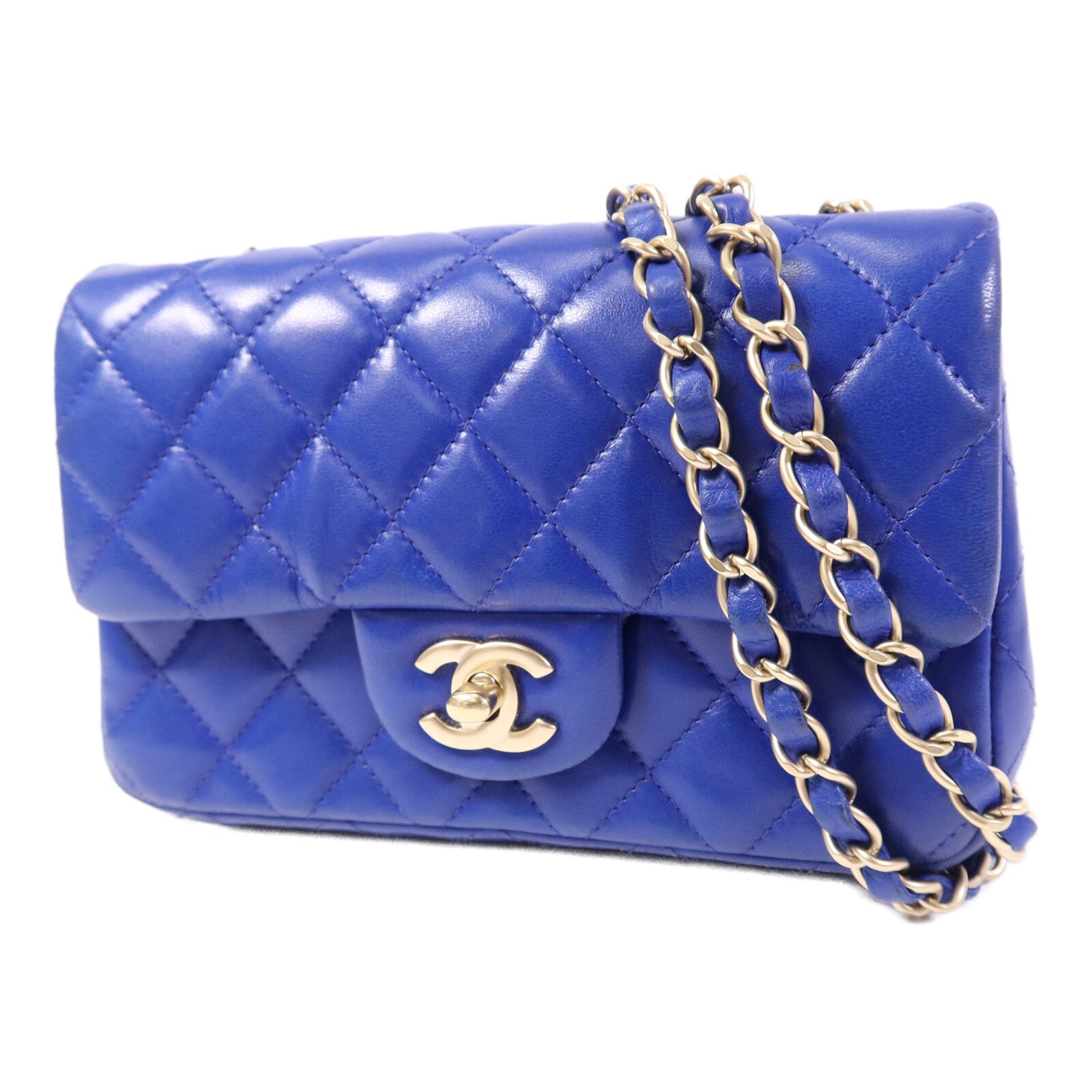 CHANEL 羊皮皮革Mini Classic 20金扣鏈帶肩背袋