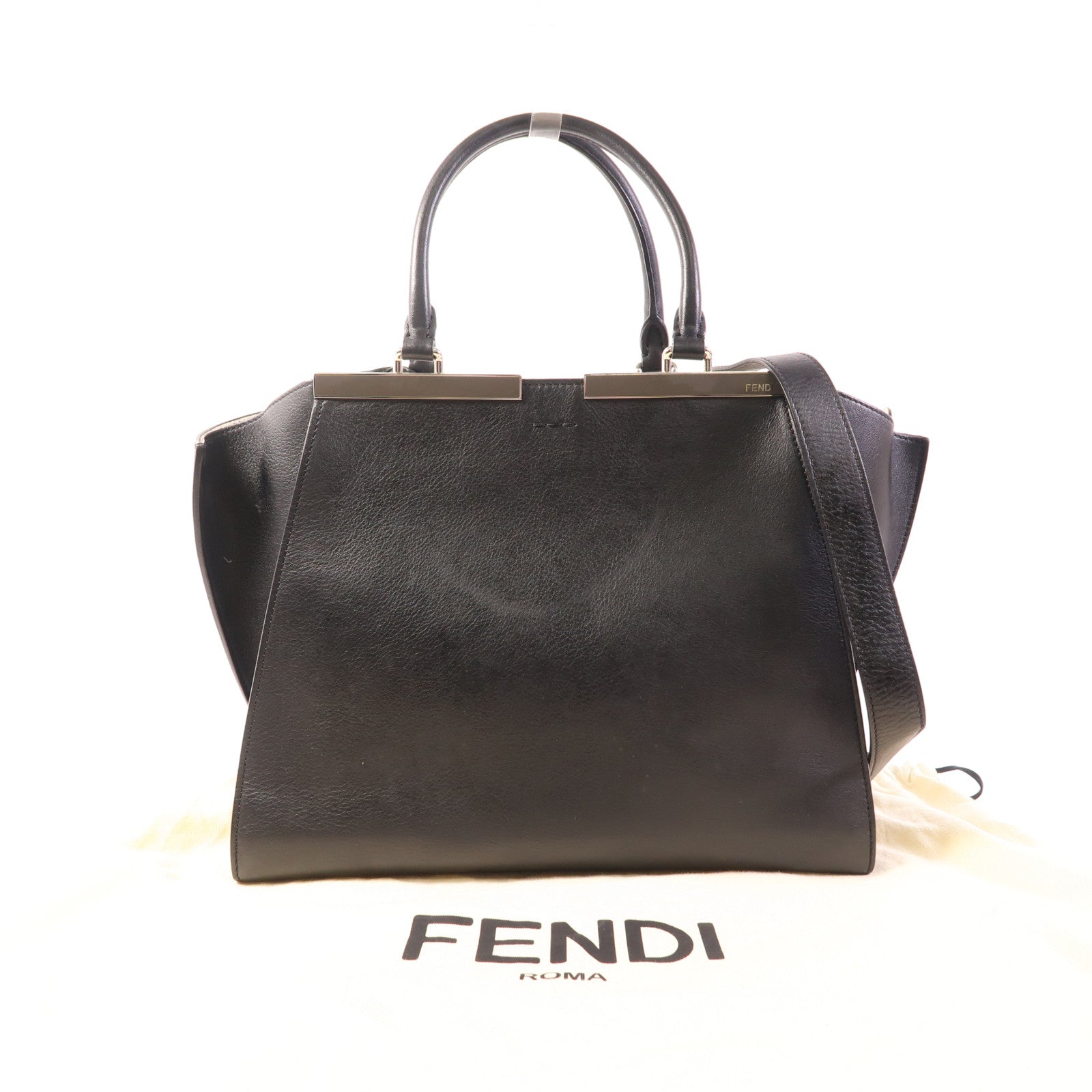 FENDI 牛皮皮革2 Way Shoulder Bag銀扣手挽肩背兩用袋