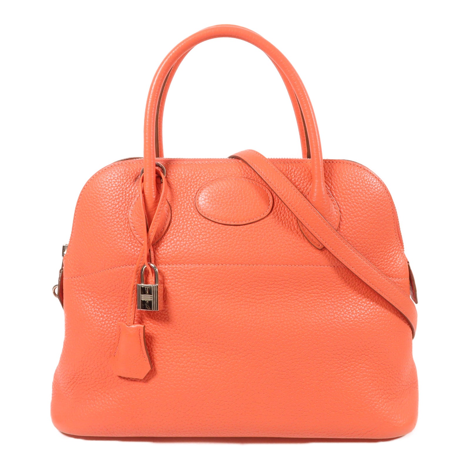 HERMES Clemence皮革Bolide 31銀扣手挽肩背兩用袋Rose Jaipur