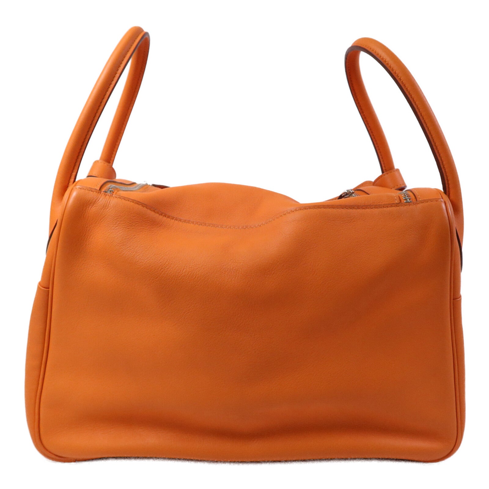 HERMES Swift皮革Lindy 34銀扣手挽肩背兩用袋Orange