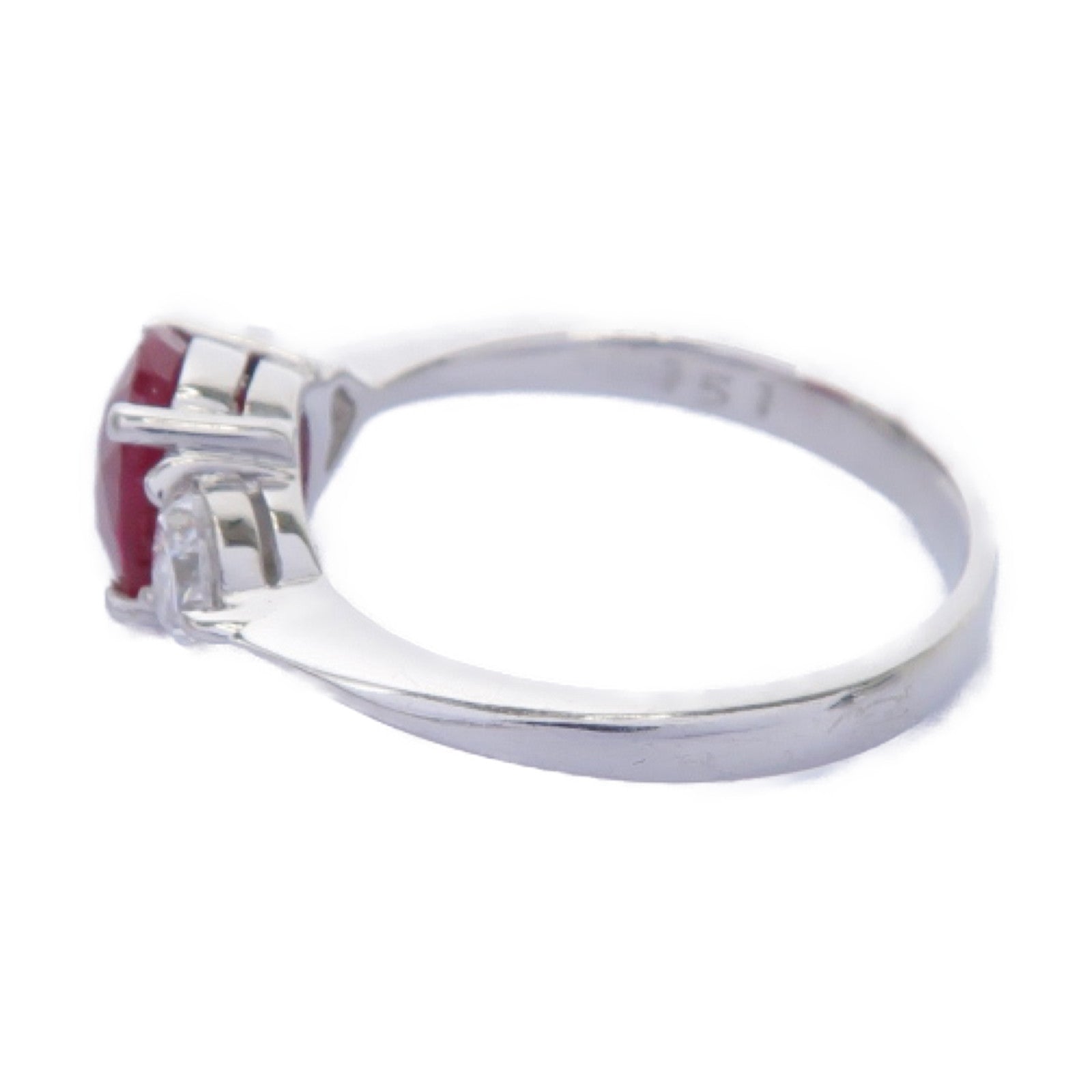 JEWELRY 18K白金Ruby/Diamond Ring 1.51ct紅寶石/0.47ct鑽石戒指US#6