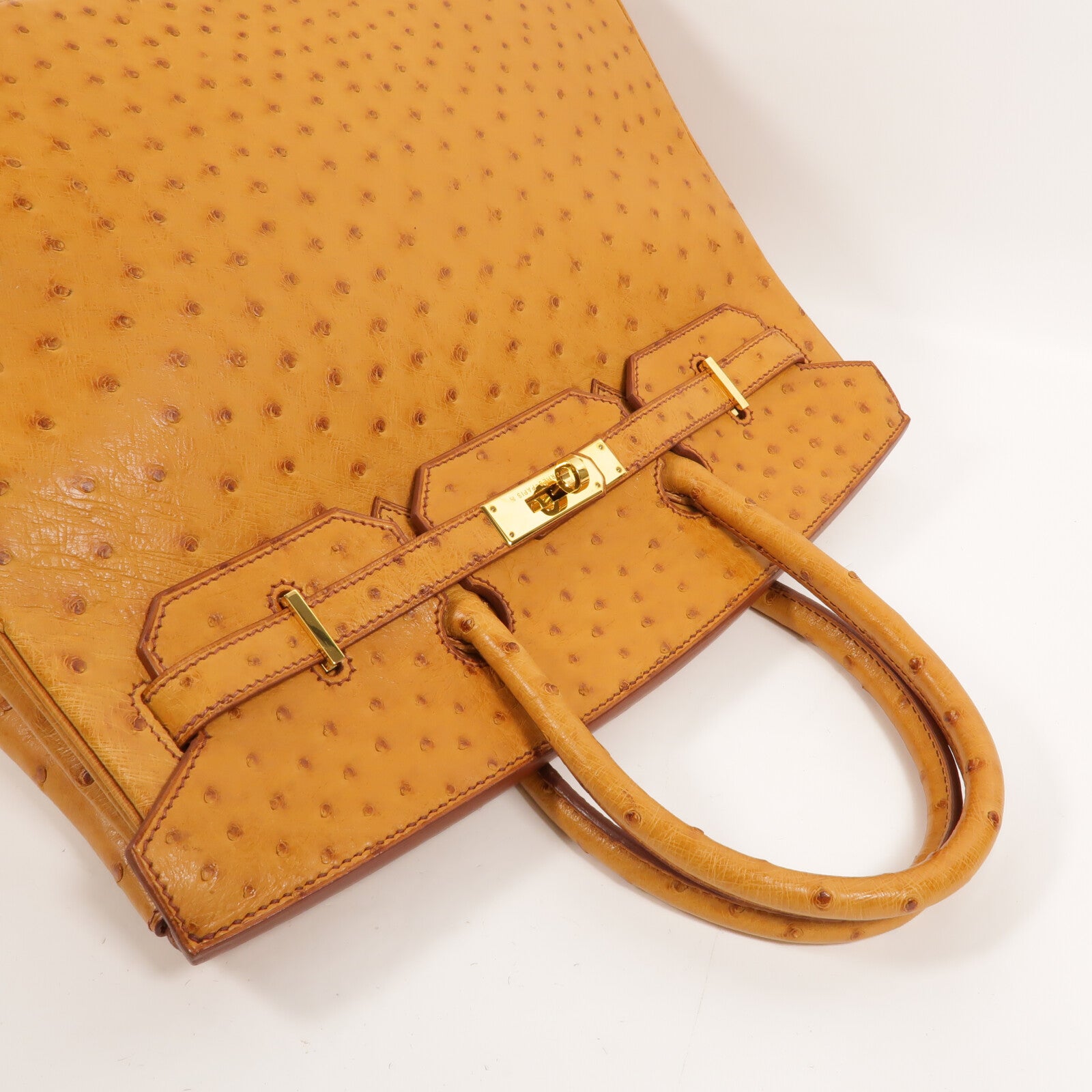 HERMES 鴕鳥皮革Birkin 35手挽袋Gold