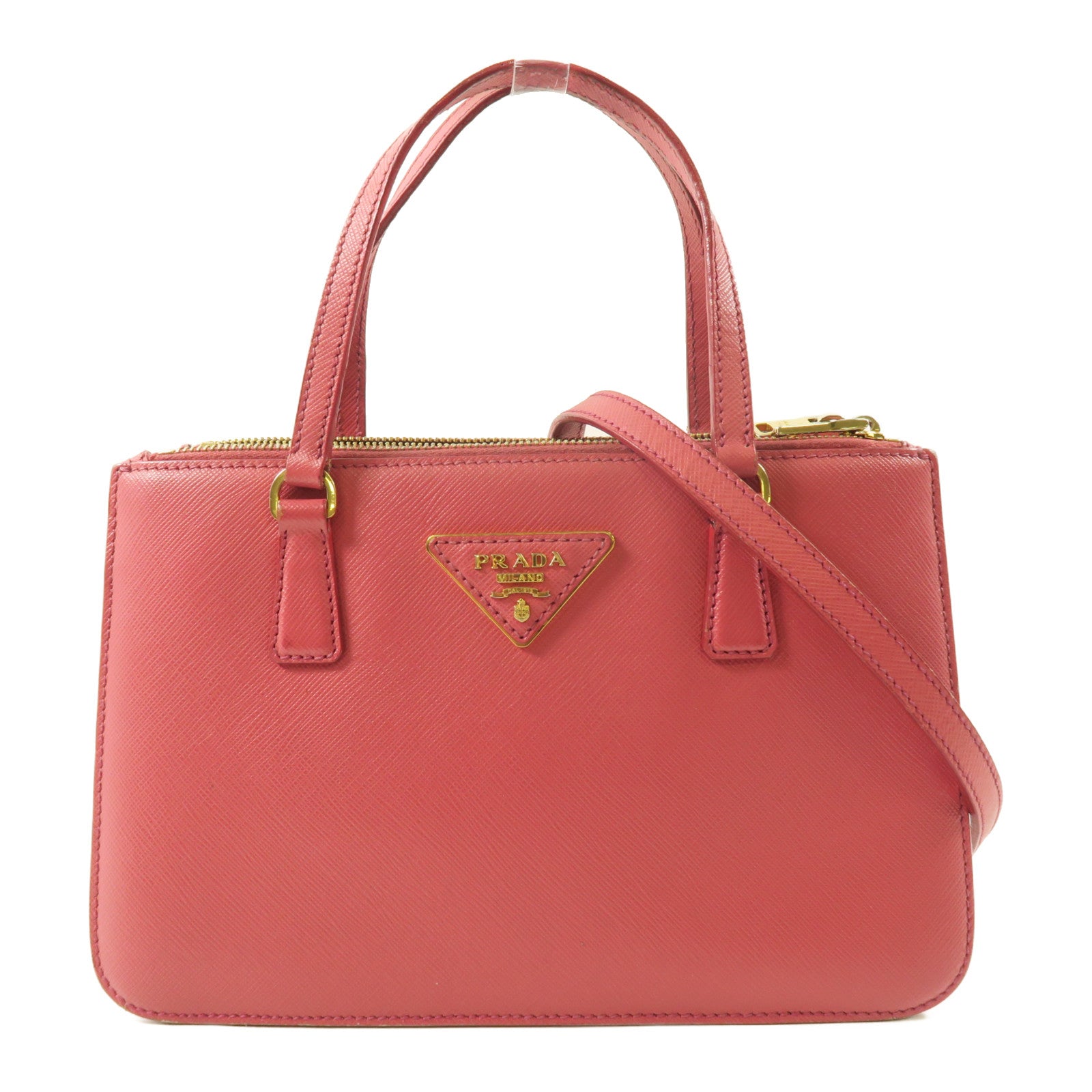 PRADA GHW 2 Way Shoulder Handbag Calfskin Leather Pink