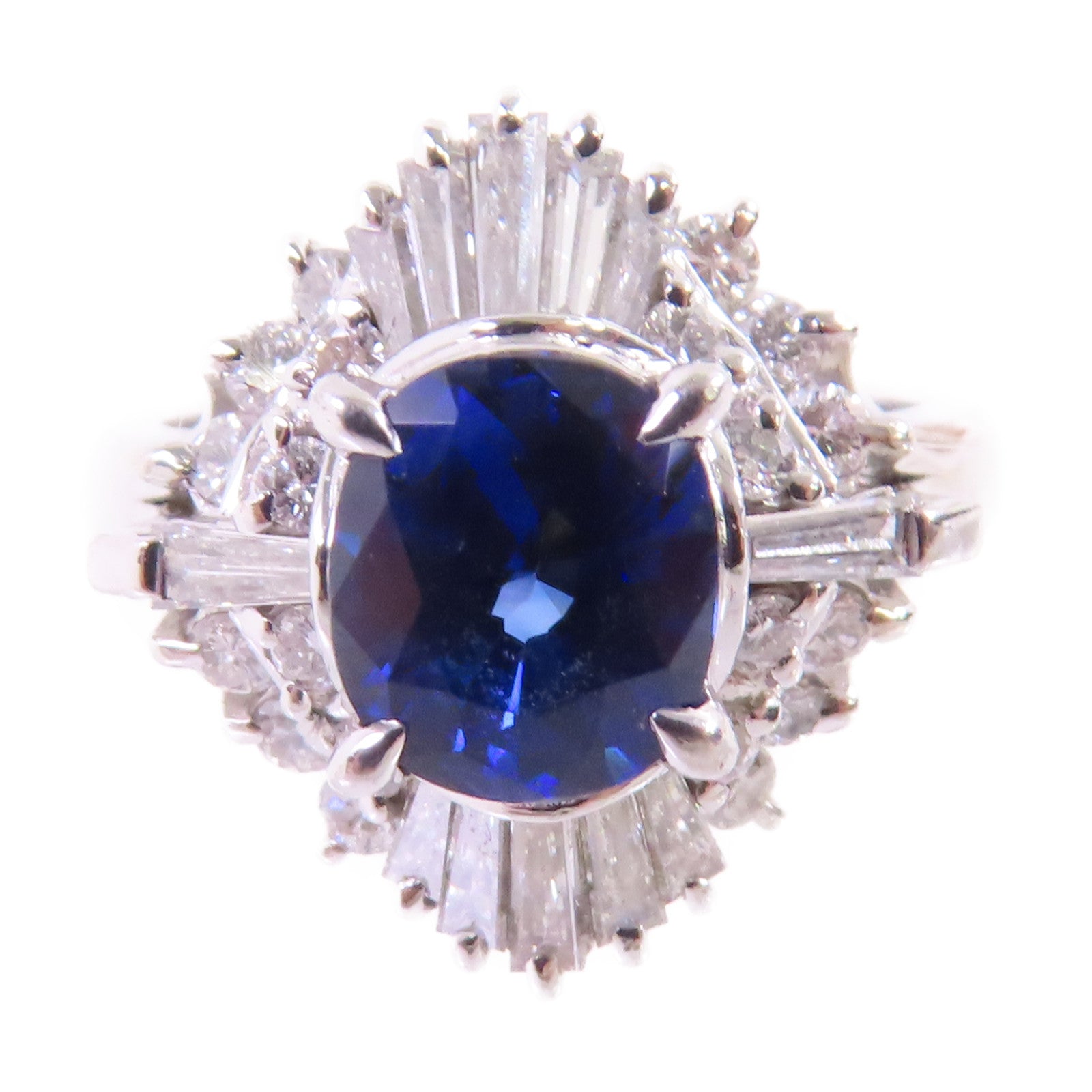 JEWELRY 1.56ct Sapphire 0.75ct Diamond Ring US#5.5 PT900 Platinum
