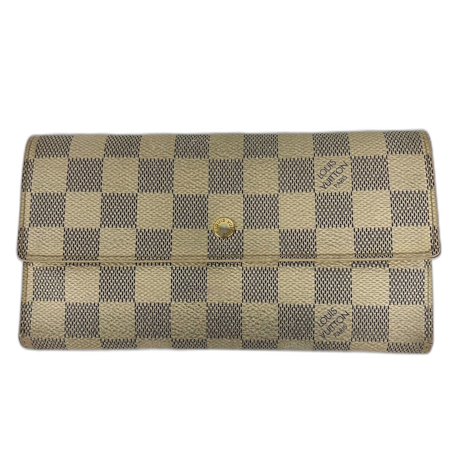 LOUIS VUITTON Damier Azur Portefeuille International金扣長錢包