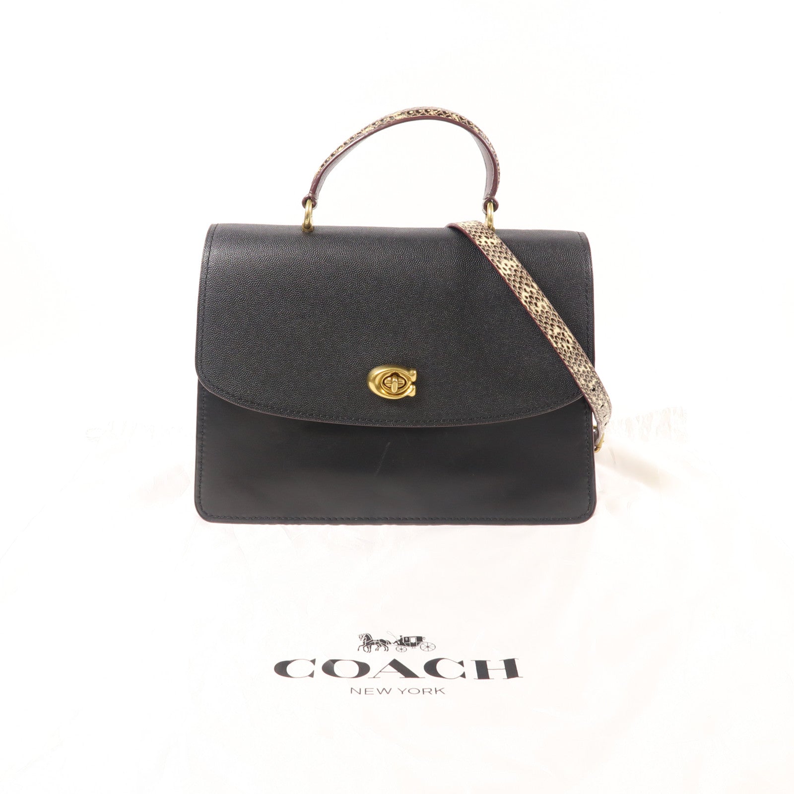 COACH 牛皮皮革/蛇皮皮革Parker Top Handle 32手挽肩背兩用袋