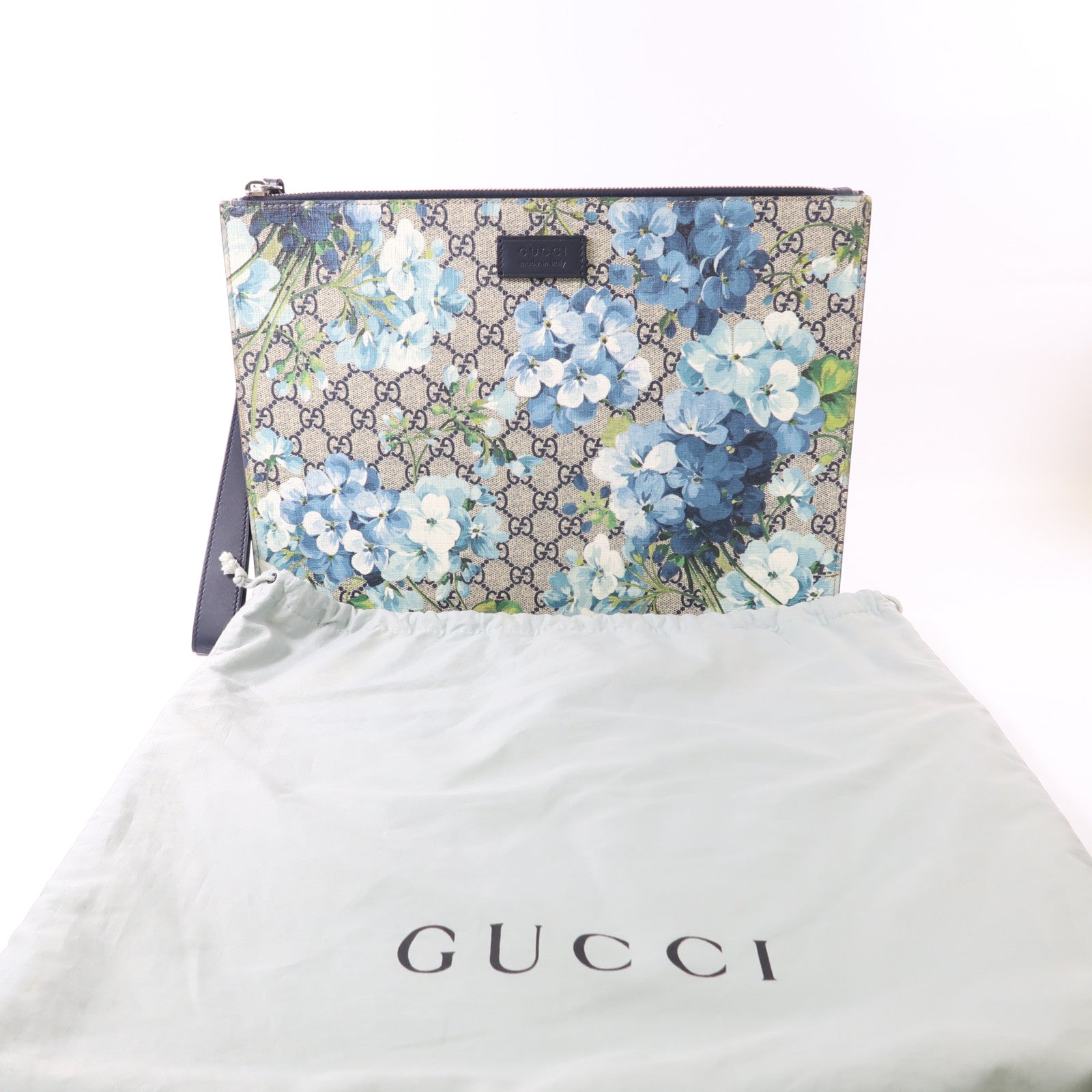 GUCCI 塗層帆布Clutch Bag銀扣手拿包