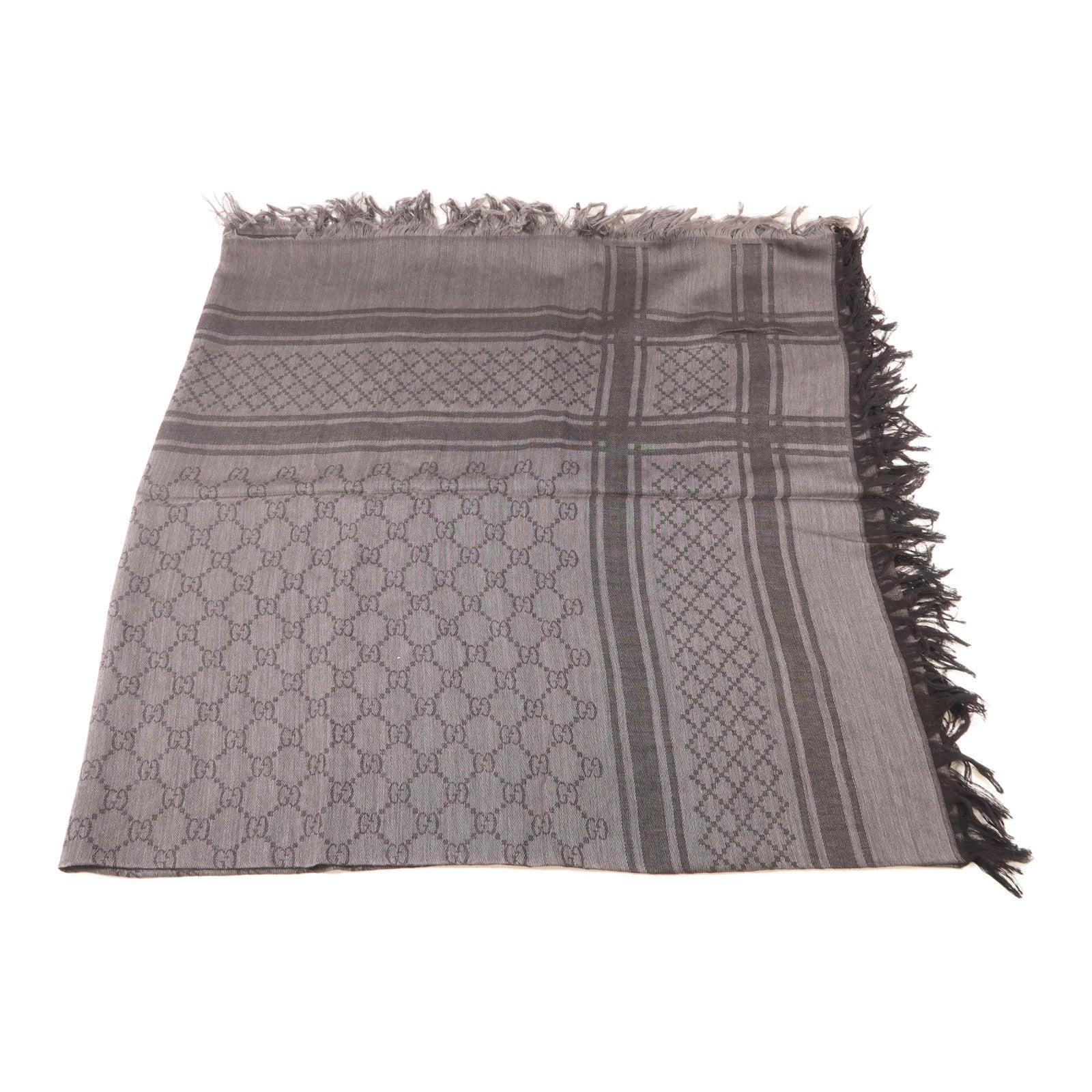 GUCCI 羊毛/絲質Scarf圍巾灰色
