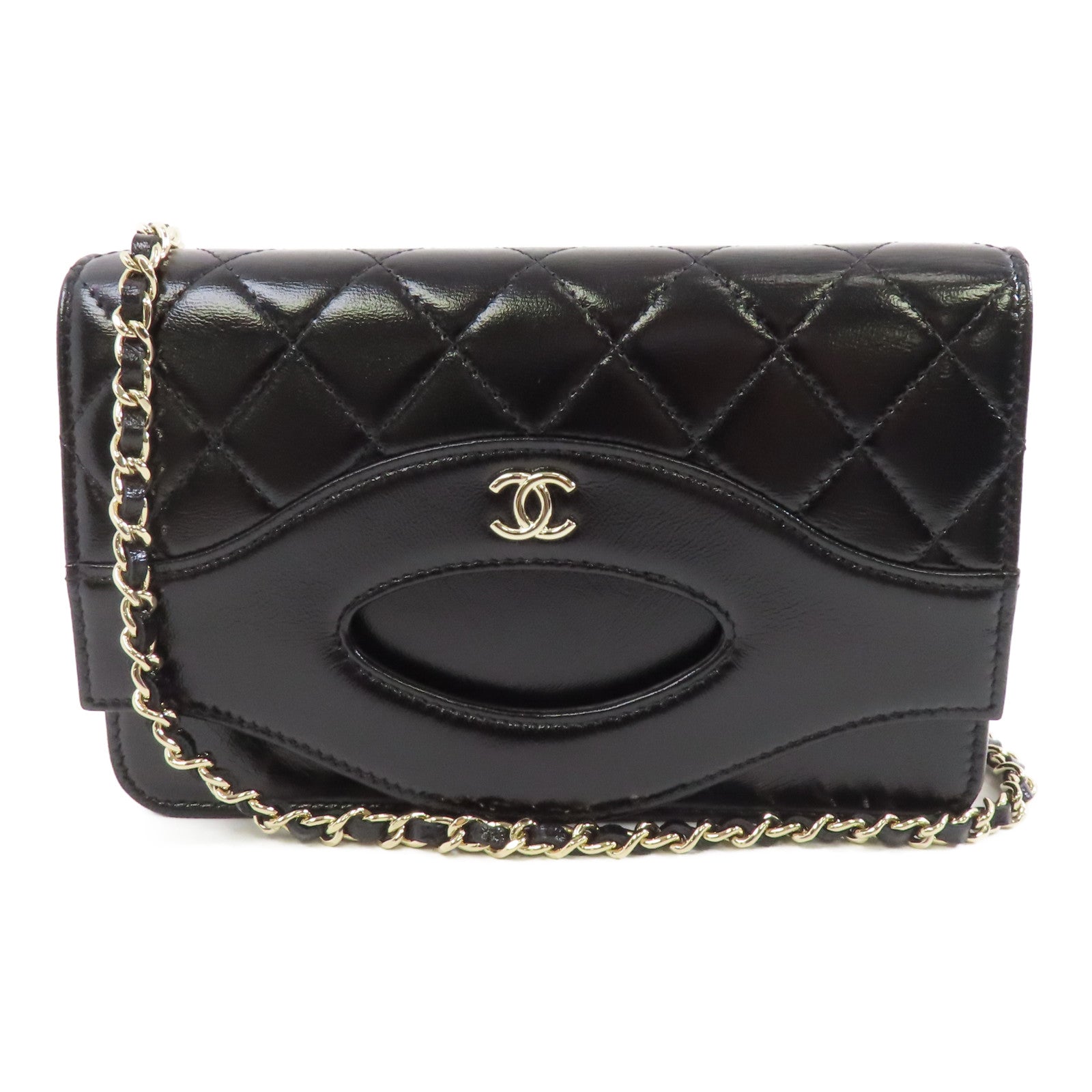 CHANEL 【激減優惠】菱格牛皮皮革Chanel 31 Wallet On Chain金扣鏈帶肩背袋黑色