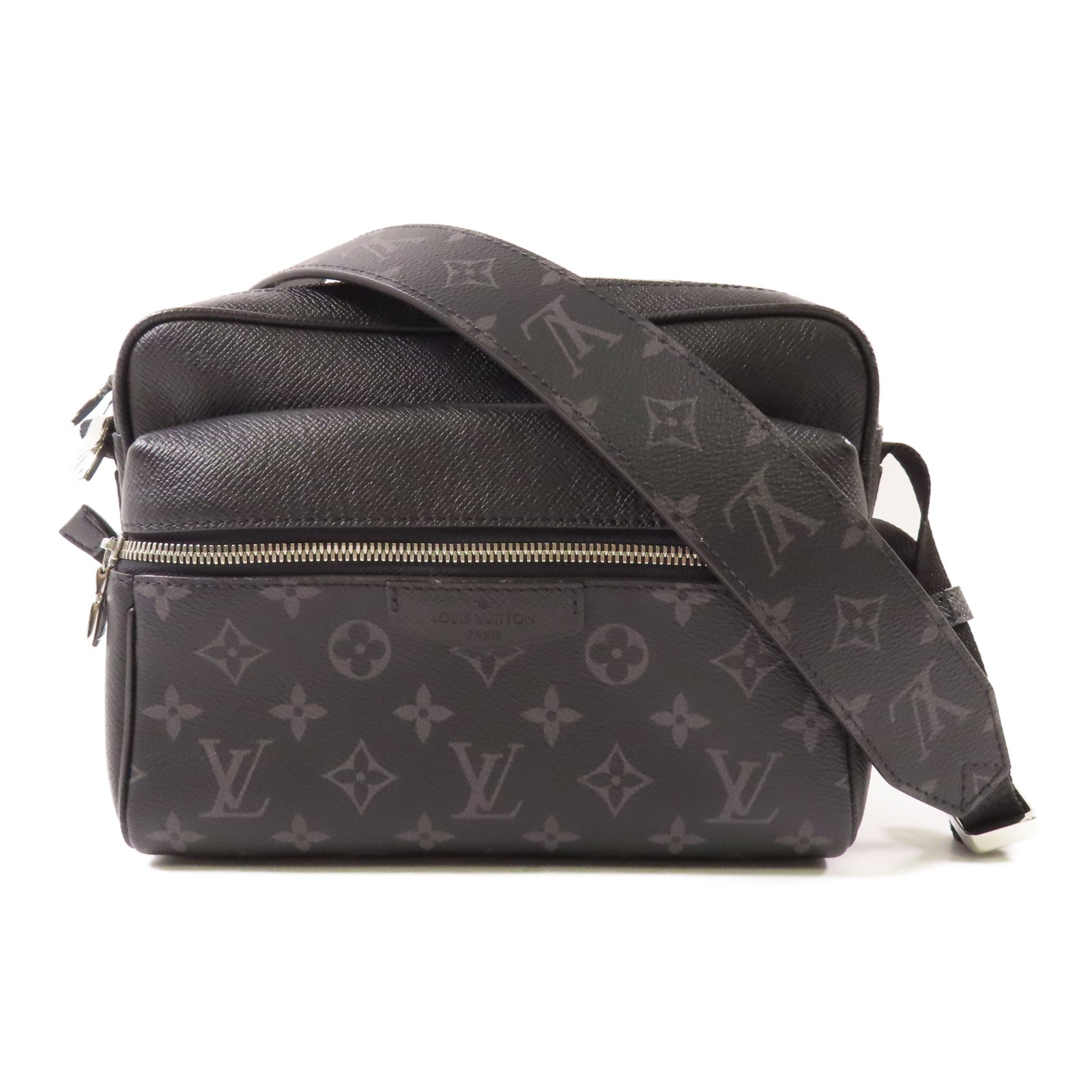 LOUIS VUITTON Monogram Eclipse/Taiga Outdoor Messenger銀扣肩背袋