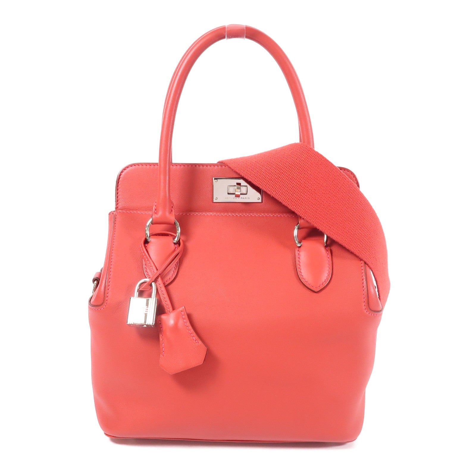 HERMES 【激減優惠】Swift皮革Tool Box 20銀扣手挽肩背兩用袋Vermillon