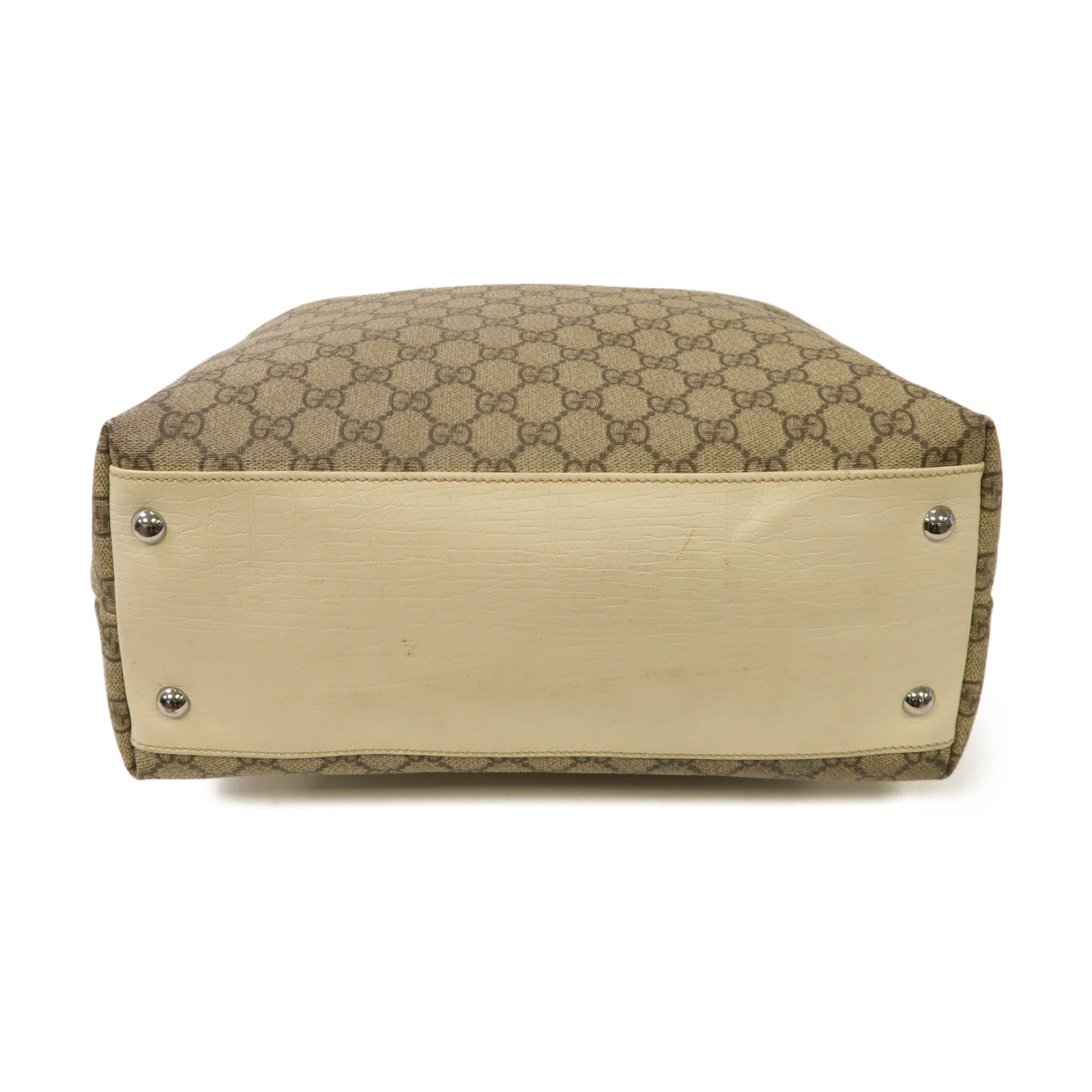 GUCCI 塗層帆布Tote Bag銀扣手挽袋米色