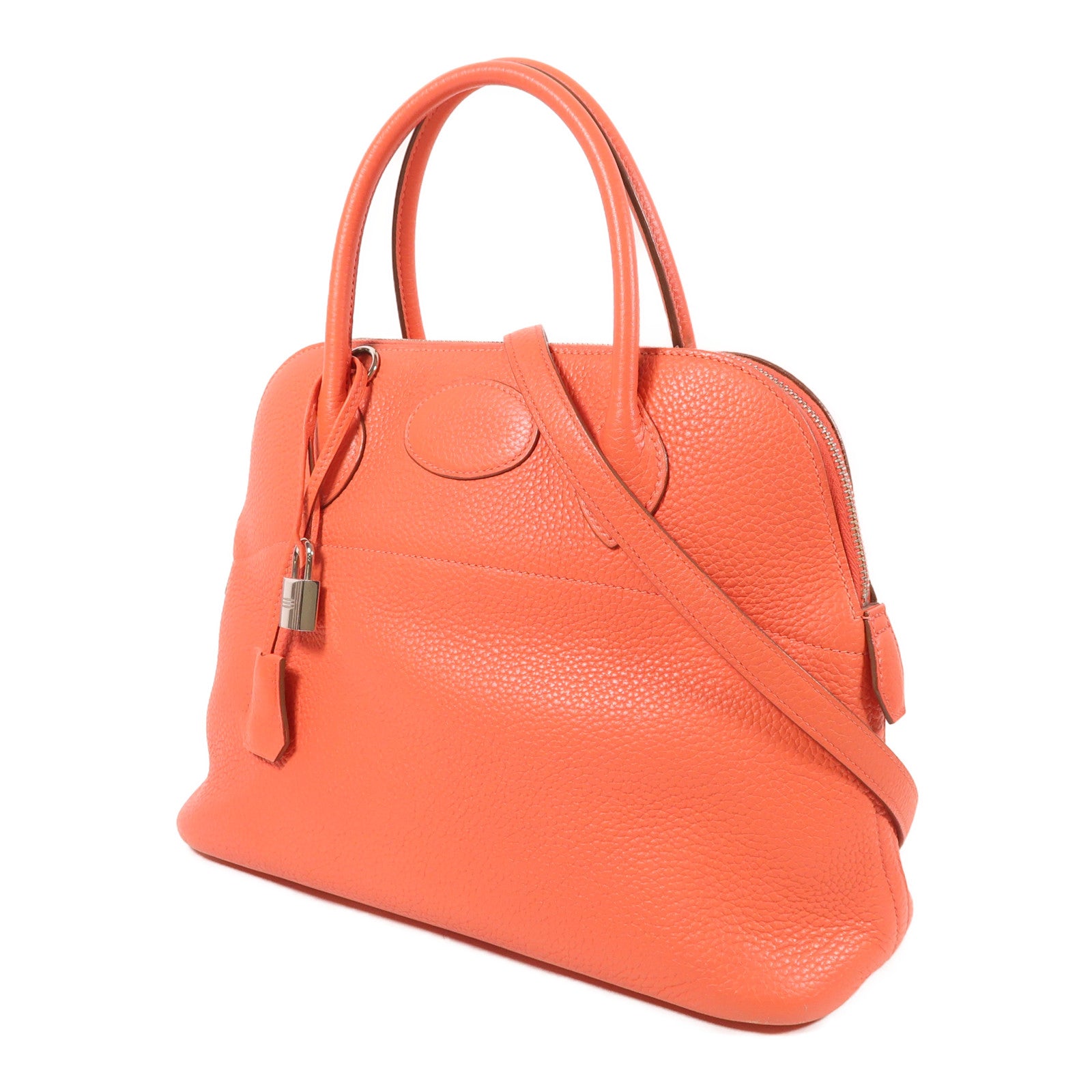 HERMES Clemence皮革Bolide 31銀扣手挽肩背兩用袋Rose Jaipur