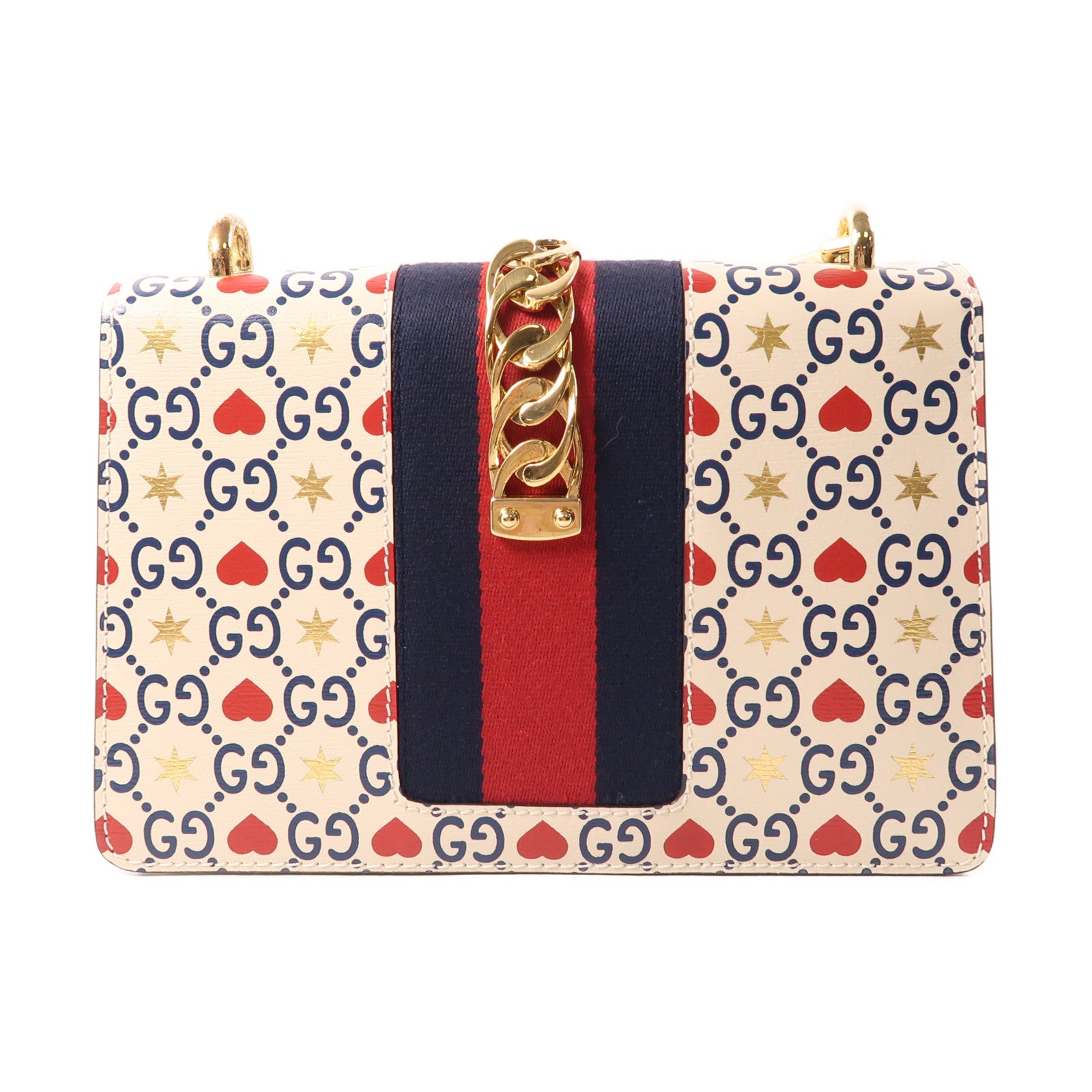 GUCCI 牛皮皮革Sylvie金扣肩背袋白色