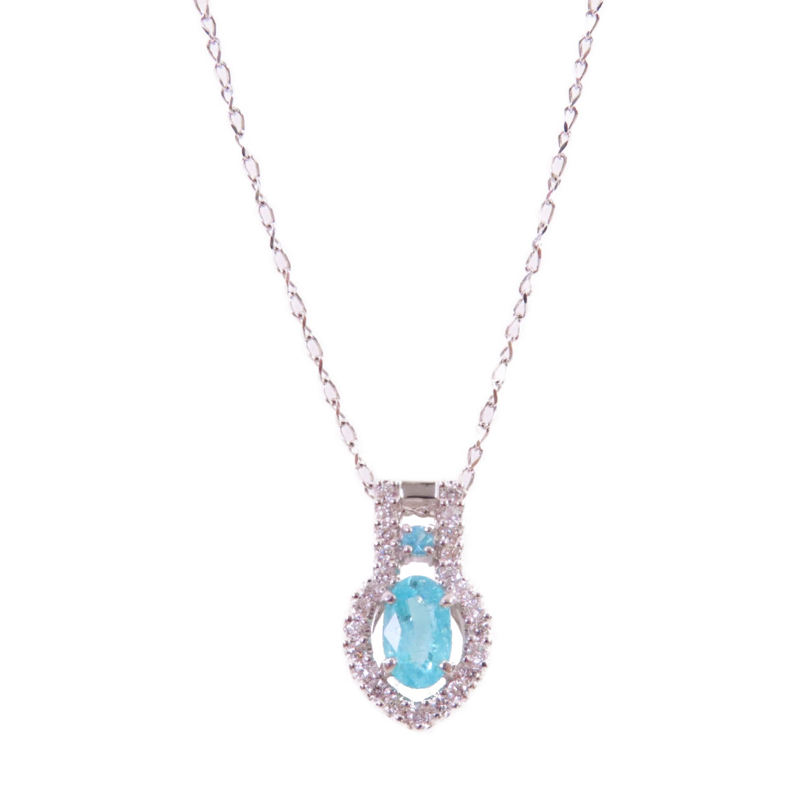 JEWELRY PT900/PT850鉑金/0.80ct碧壐/0.03/0.30ct鑽石Paraiba Tourmaline Diamond Necklace項鏈