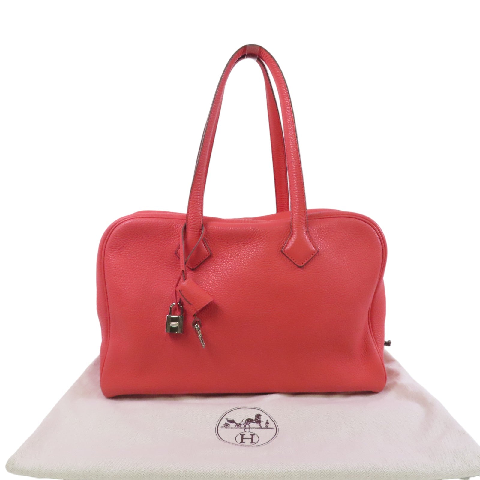 HERMES Clemence皮革Victolia銀扣手挽袋