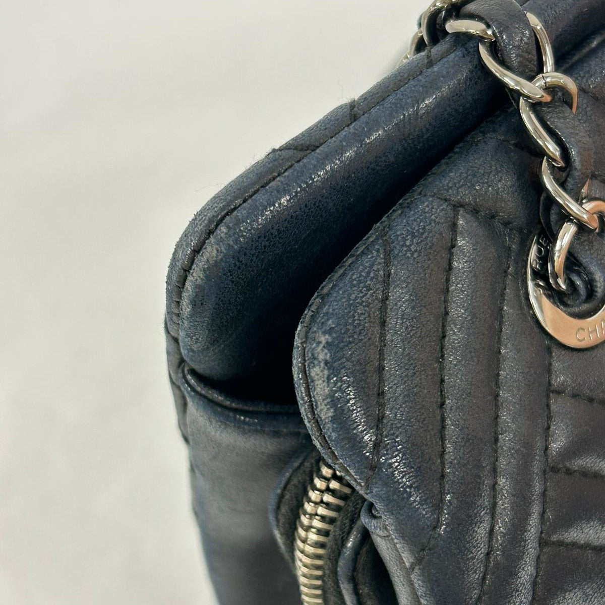 CHANEL CC SHW Chain Shoulder Bag Calfskin Leather