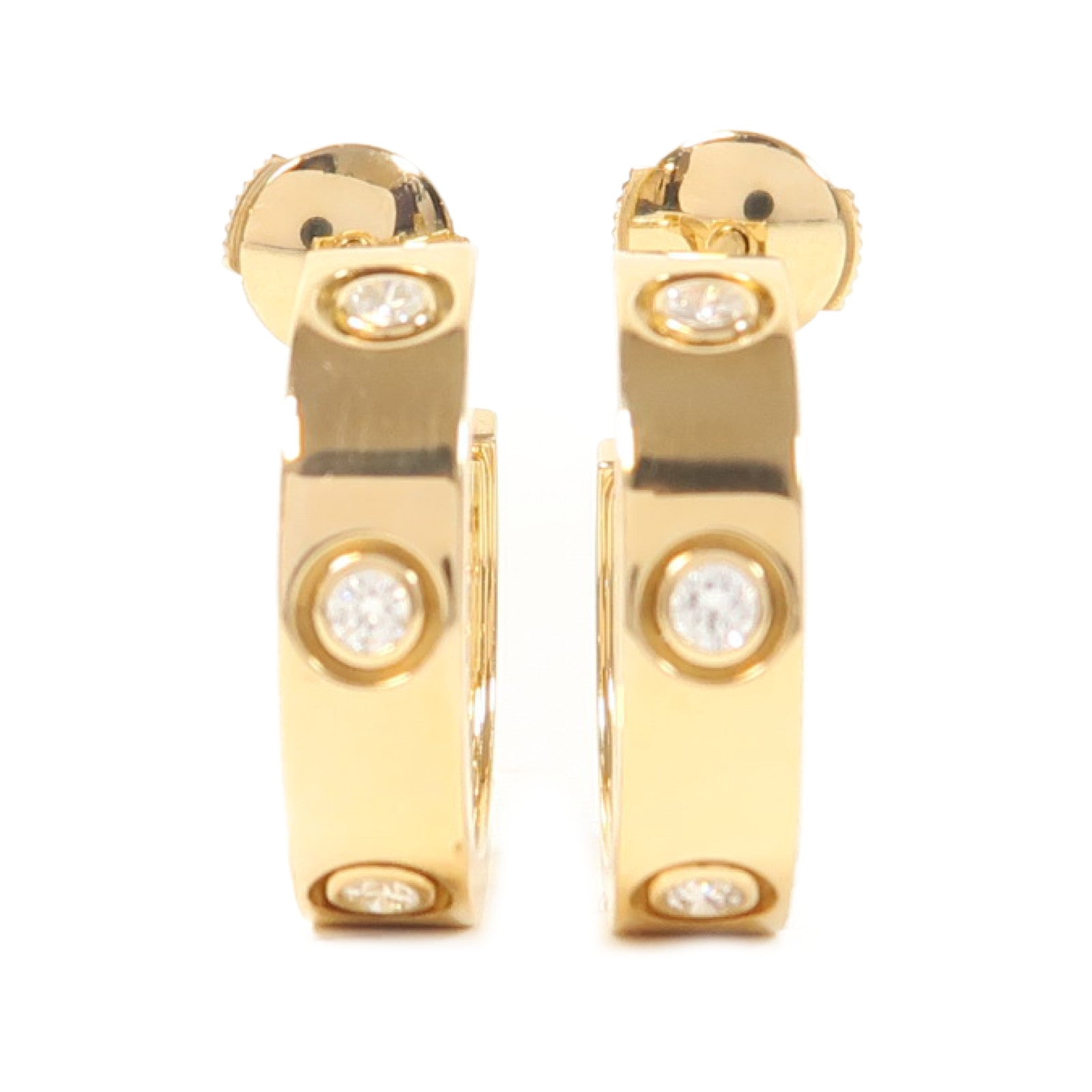 CARTIER 18K黃金Love Diamond Earrings鑽石耳環金色