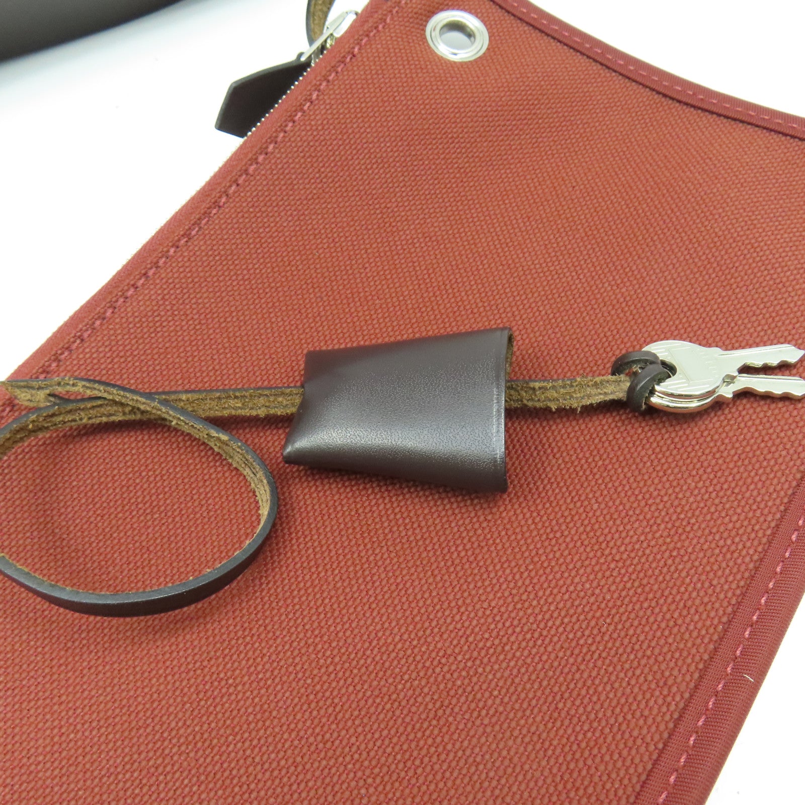 HERMES 帆布Herbag PM 2Way Shoulder Bag銀扣手挽肩背兩用袋Brique磚紅色
