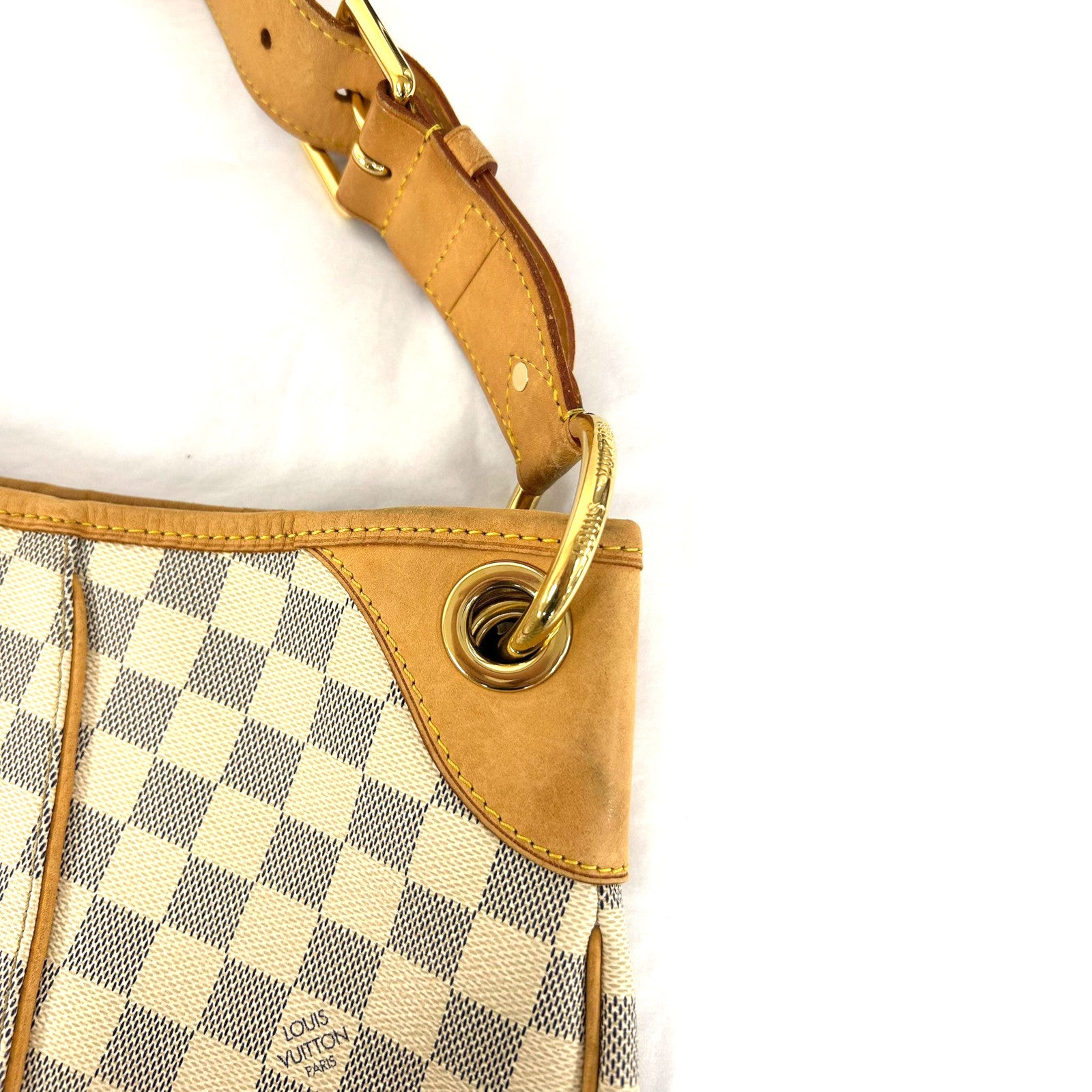 LOUIS VUITTON【激減優惠】 Damier Azur Galliera GM金扣肩背袋白色