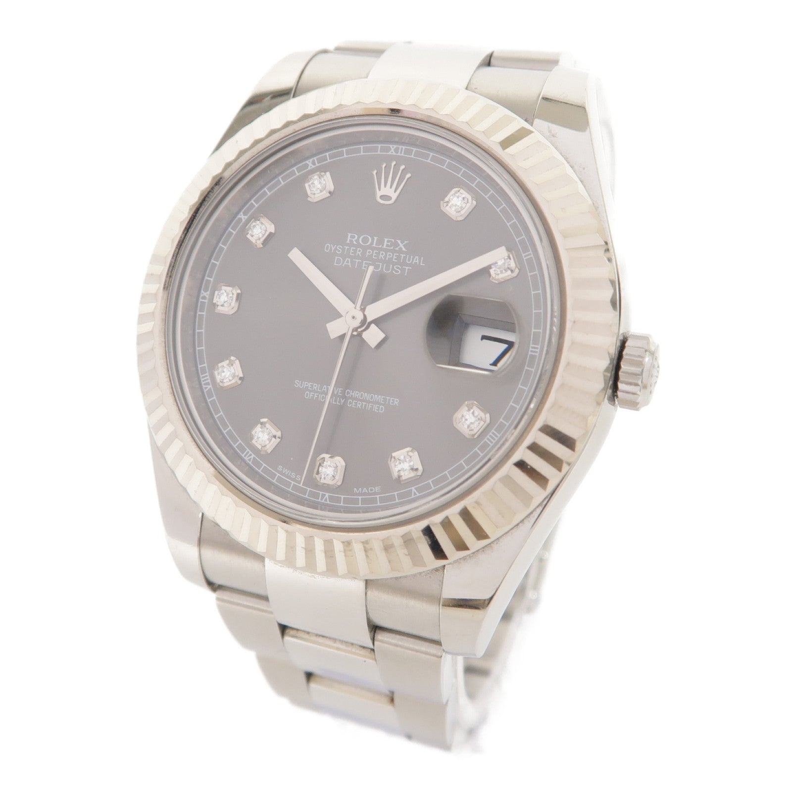 ROLEX Datejust18K白金/不鏽鋼手錶自動機芯灰色