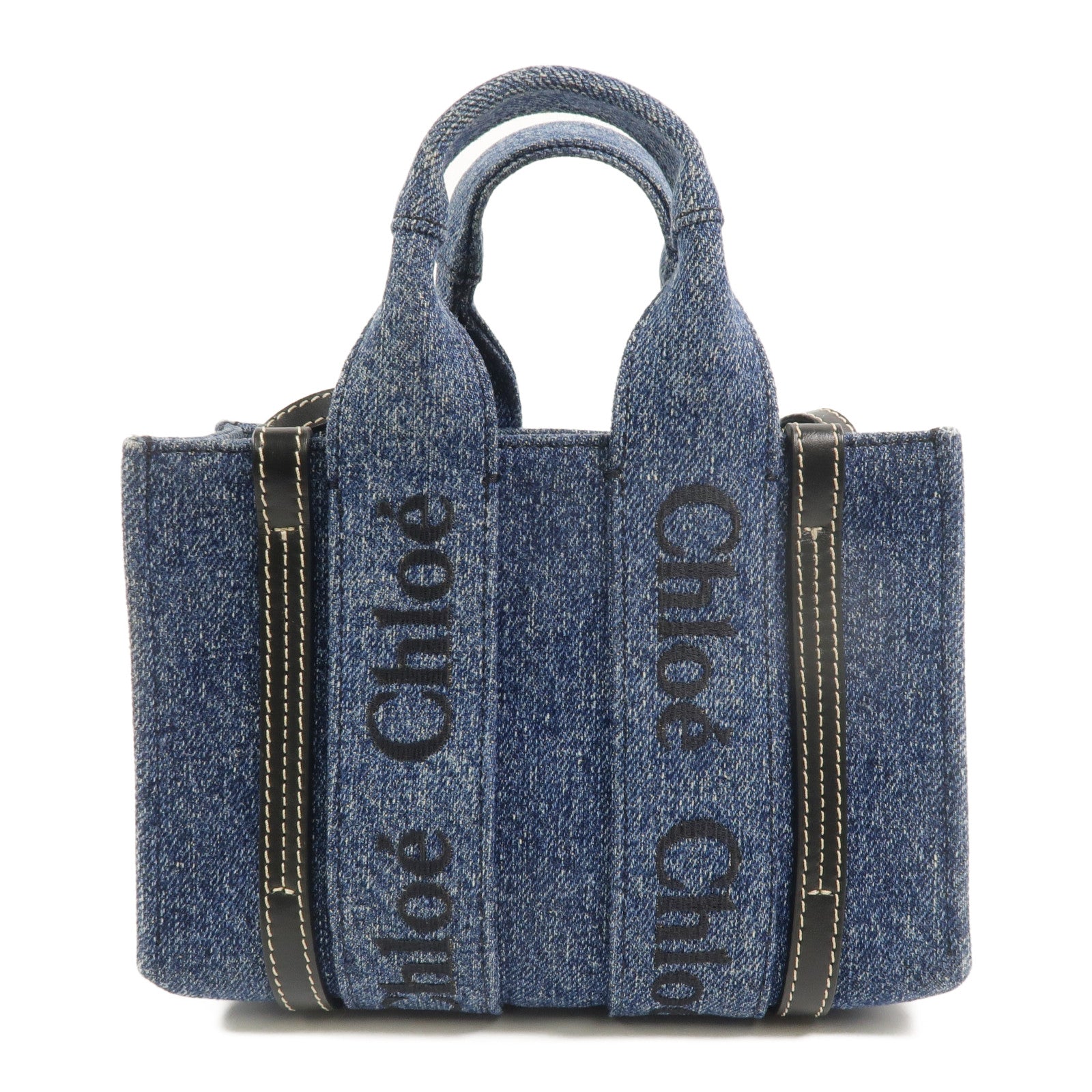 Chloe 牛仔布Woody Tote Mini手挽肩背兩用袋