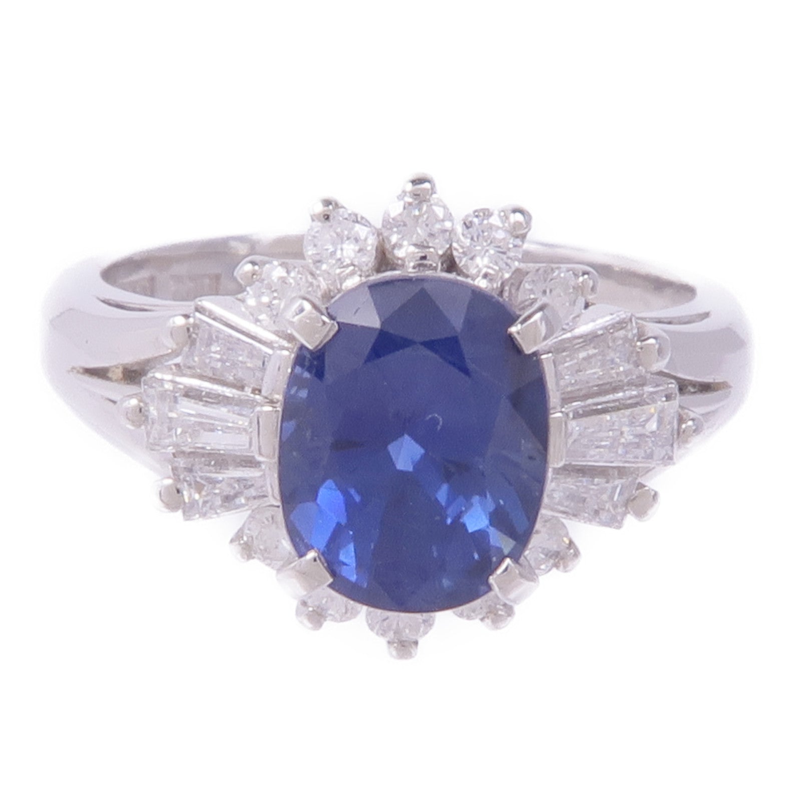 JEWELRY PT900鉑金Sapphire Diamond Ring藍寶石/鑽石戒指US#5