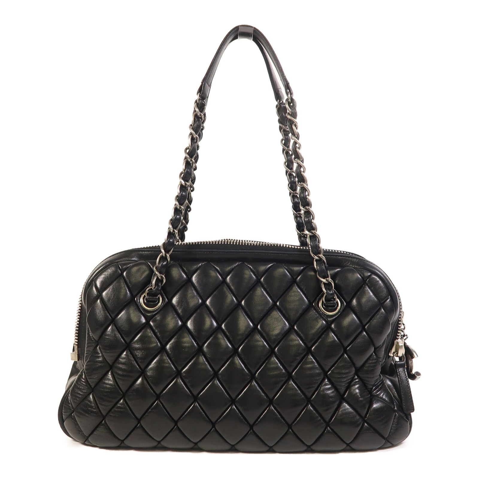 CHANEL 羊皮皮革Chain Shoulder銀扣鏈帶肩背袋