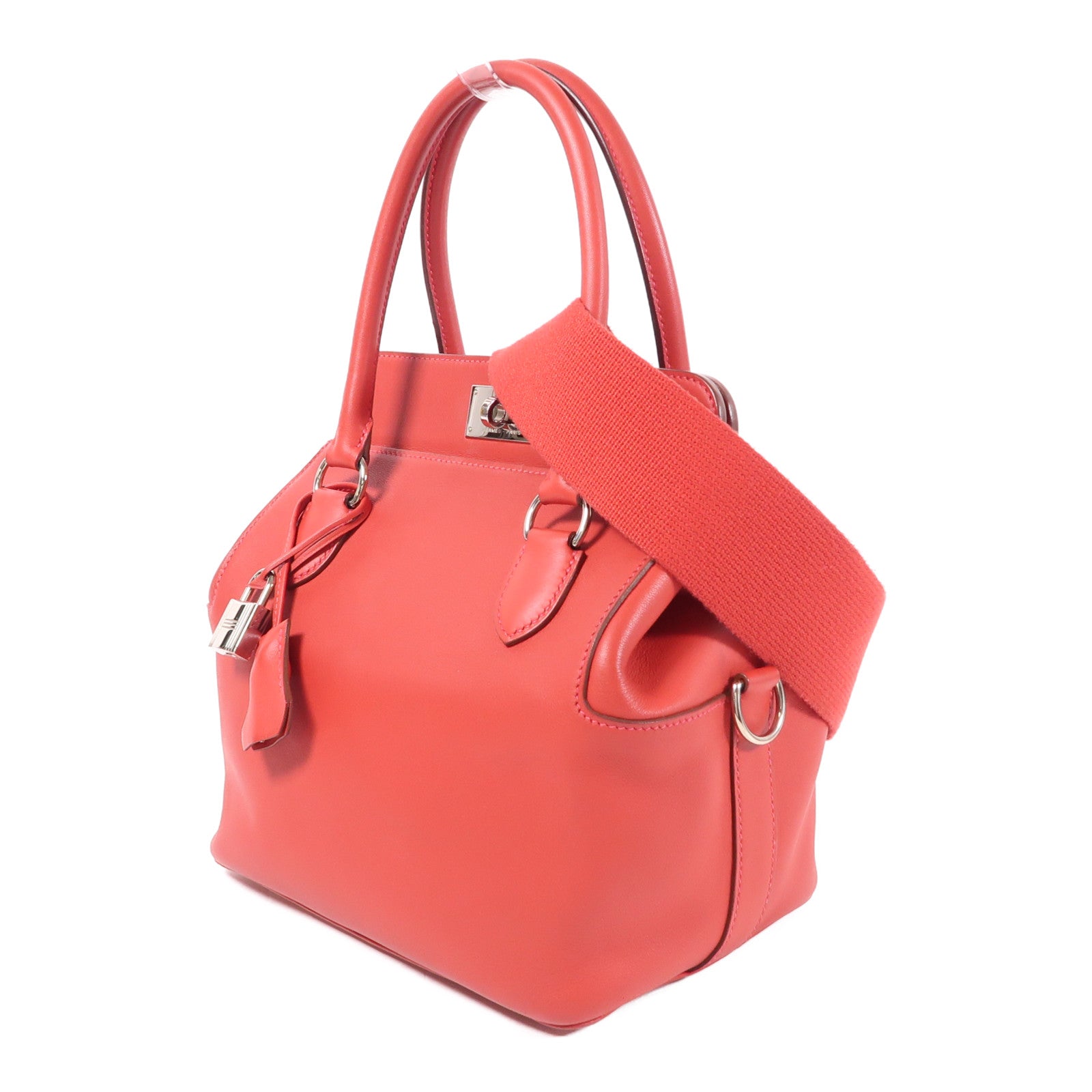 HERMES 【激減優惠】Swift皮革Tool Box 20銀扣手挽肩背兩用袋Vermillon