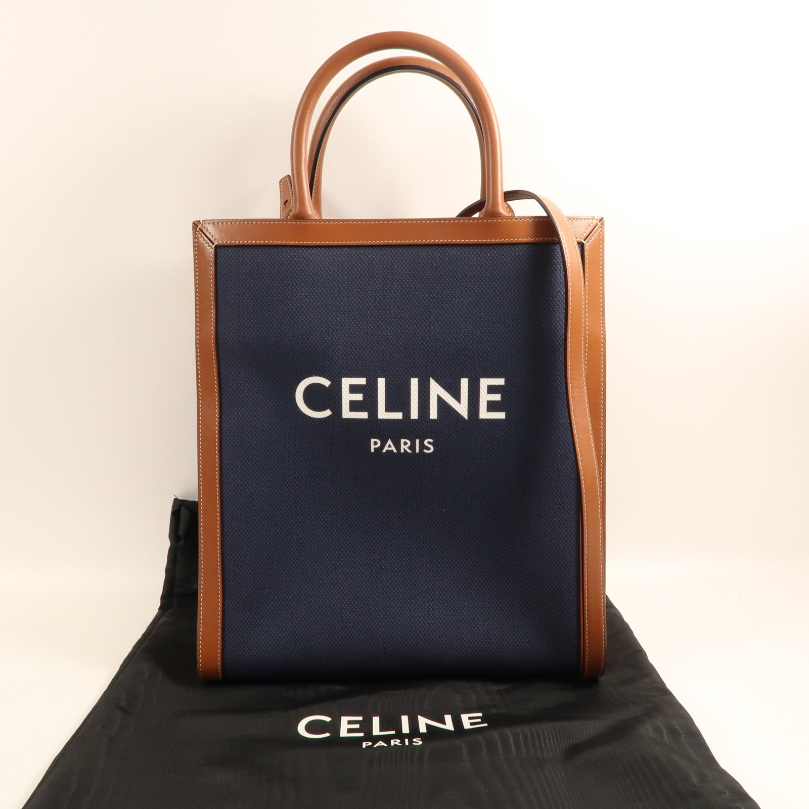 CELINE 帆布2 Way Shoulder金扣手挽肩背兩用袋藍色