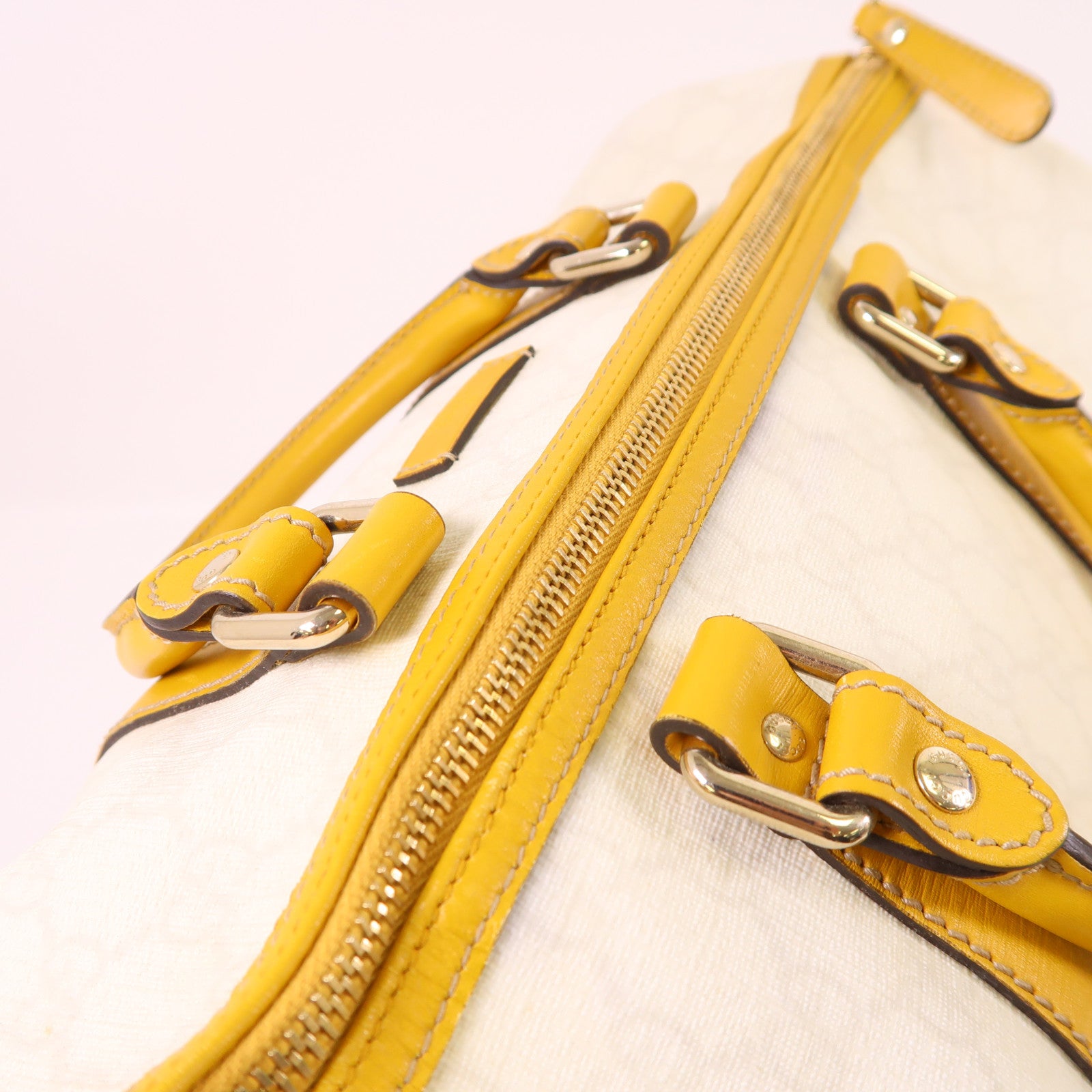 GUCCI 塗層帆布Boston Bag金扣波士頓包