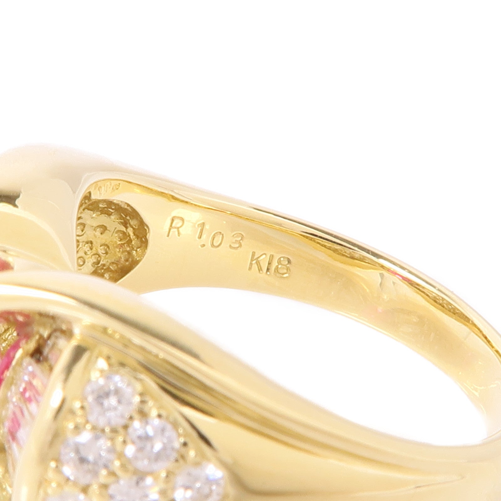 JEWELRY Ruby Diamond Ring 18K Yellow Gold US#6