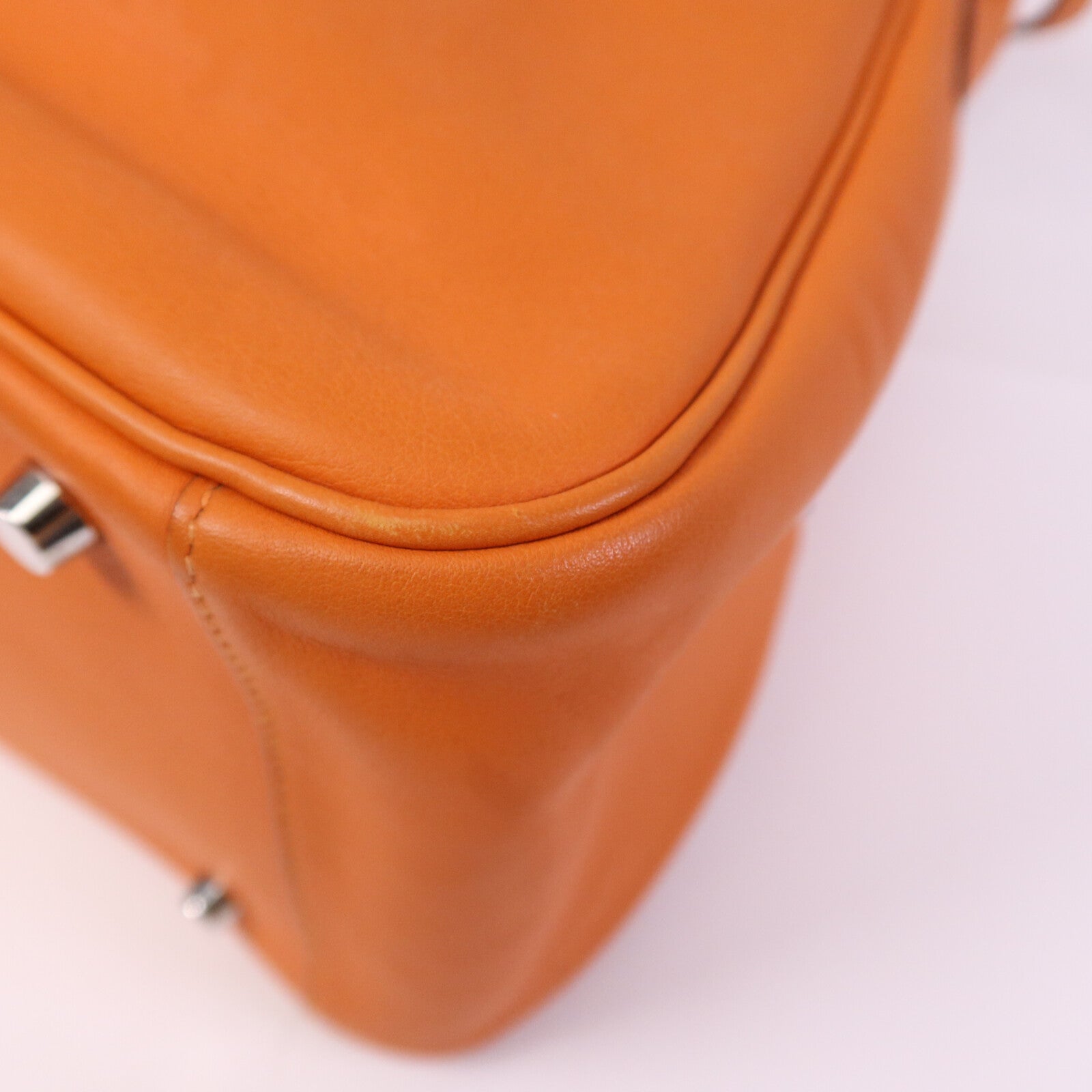 HERMES Swift皮革Lindy 34銀扣手挽肩背兩用袋Orange
