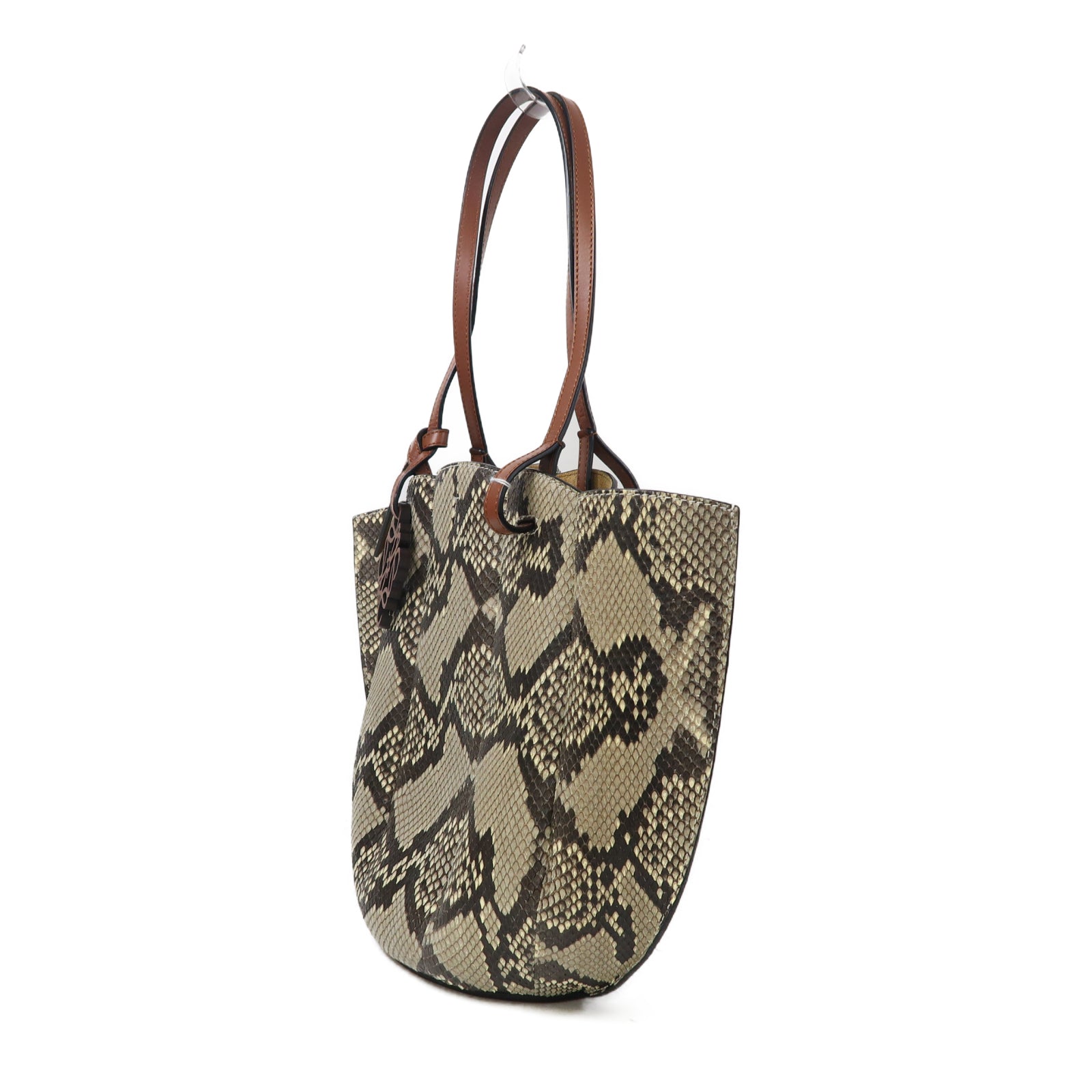 LOEWE 蛇皮皮革Shell Tote Small Bag手挽袋啡色