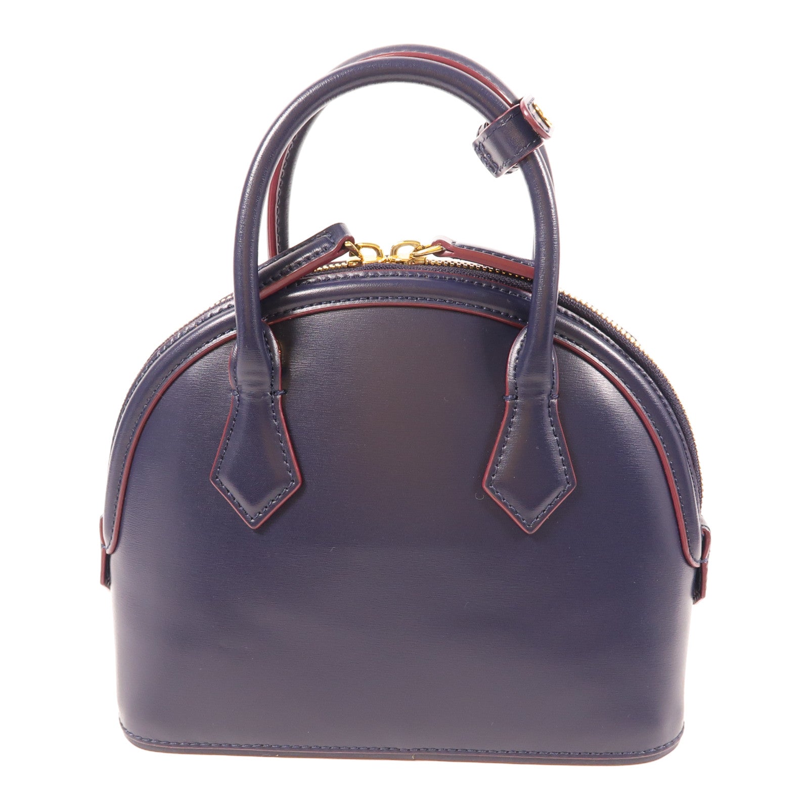 MCM GHW 2 Way Shoulder Hand Bag Calfskin Leather Blue