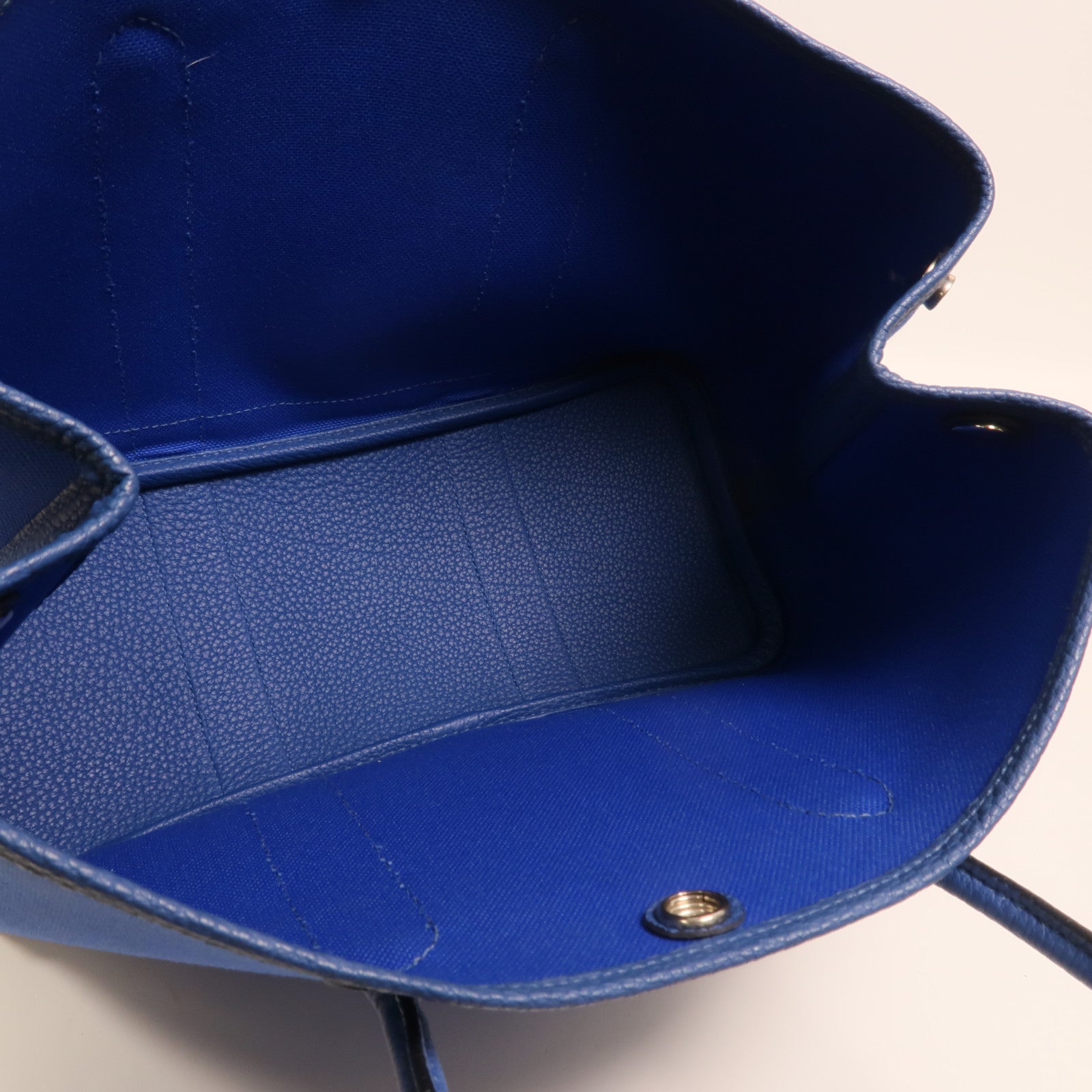 HERMES 帆布Garden Party TPM銀扣手挽袋Bleu France