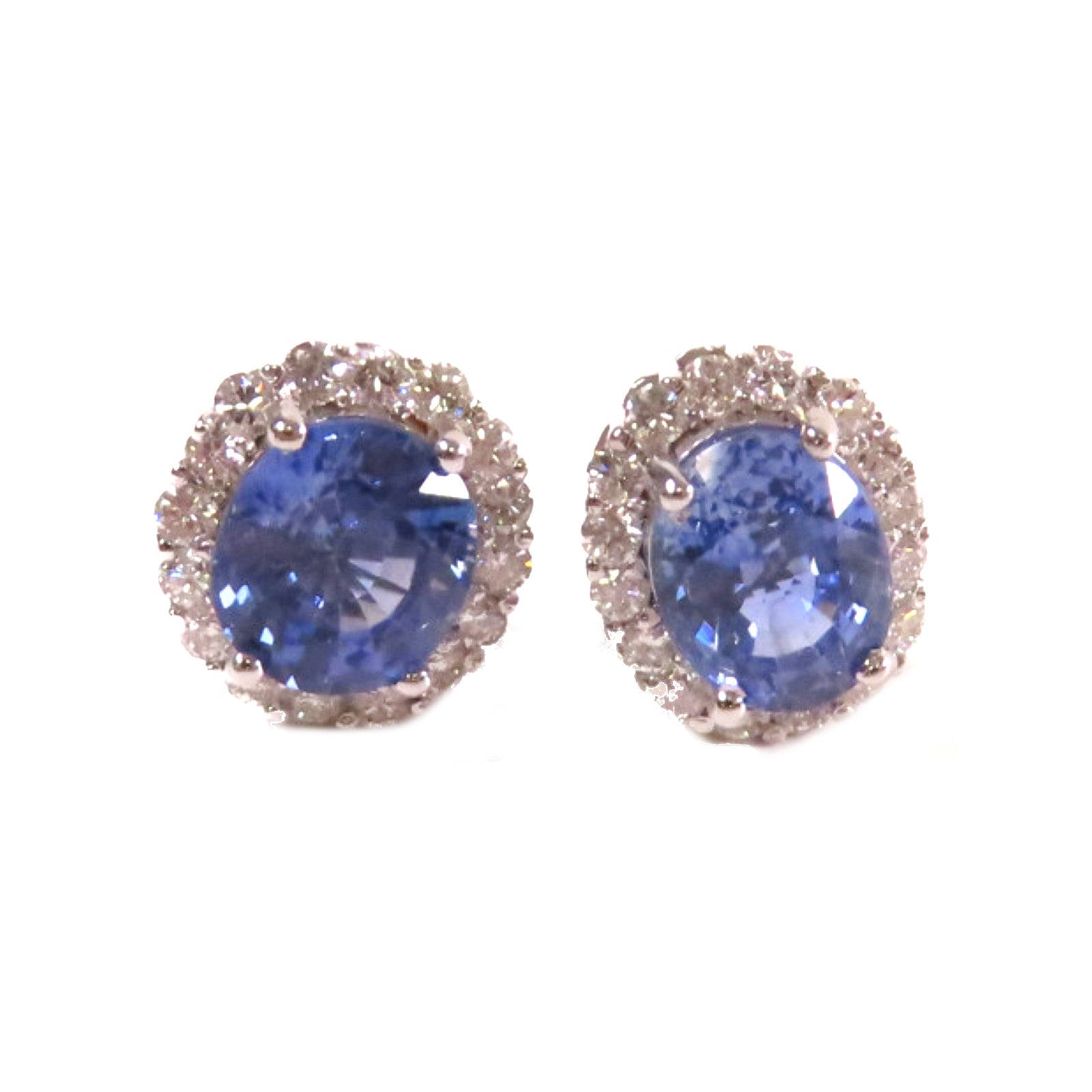 JEWELRY 【激減優惠】18K白金/3.42ct藍寶石/0.66ct鑽石Sapphire Earrings耳環