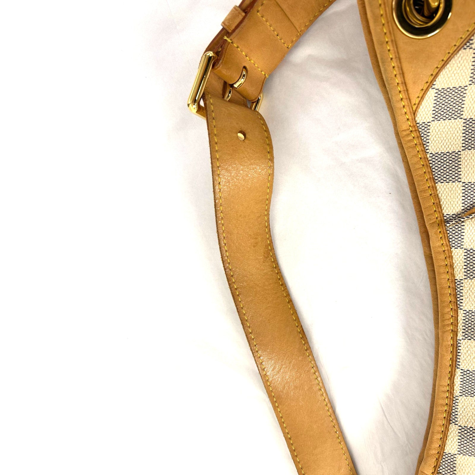 LOUIS VUITTON【激減優惠】 Damier Azur Galliera GM金扣肩背袋白色