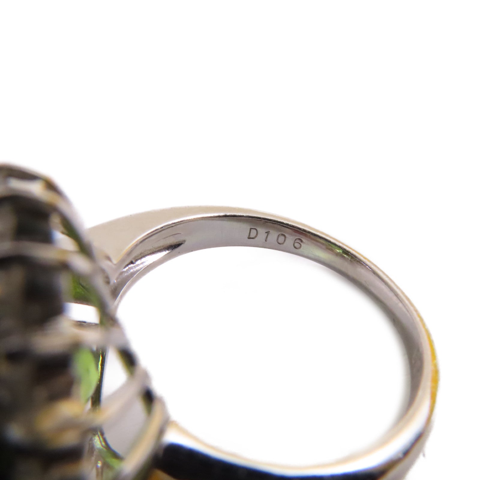 JEWELRY PT900鉑金Peridot Diamond Ring 10.389ct橄欖石/1.06ct鑚石戒指US#6