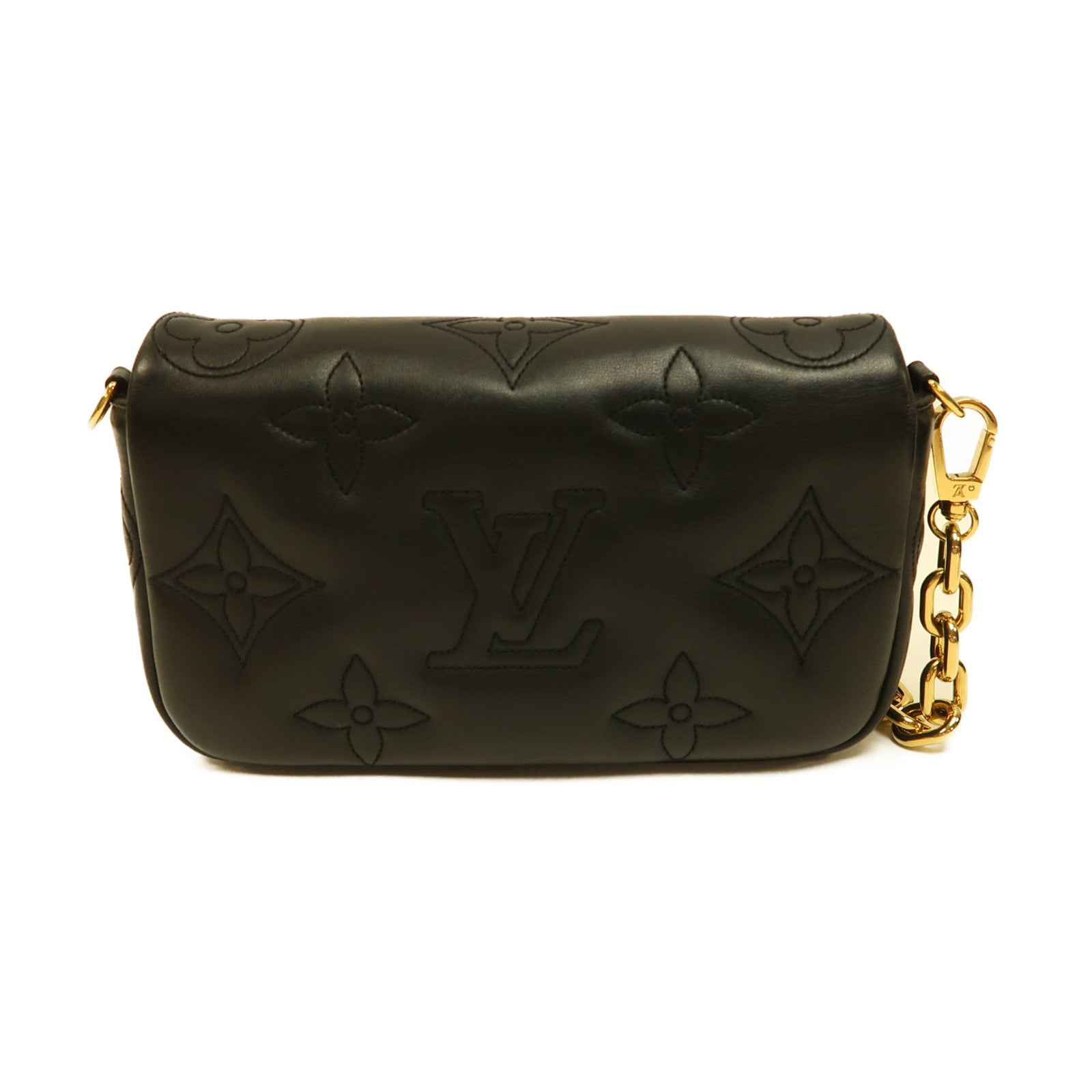 LOUIS VUITTON 【激減優惠】牛皮皮革Bubblegram Wallet On Strap金扣手挽肩背兩用袋黑色