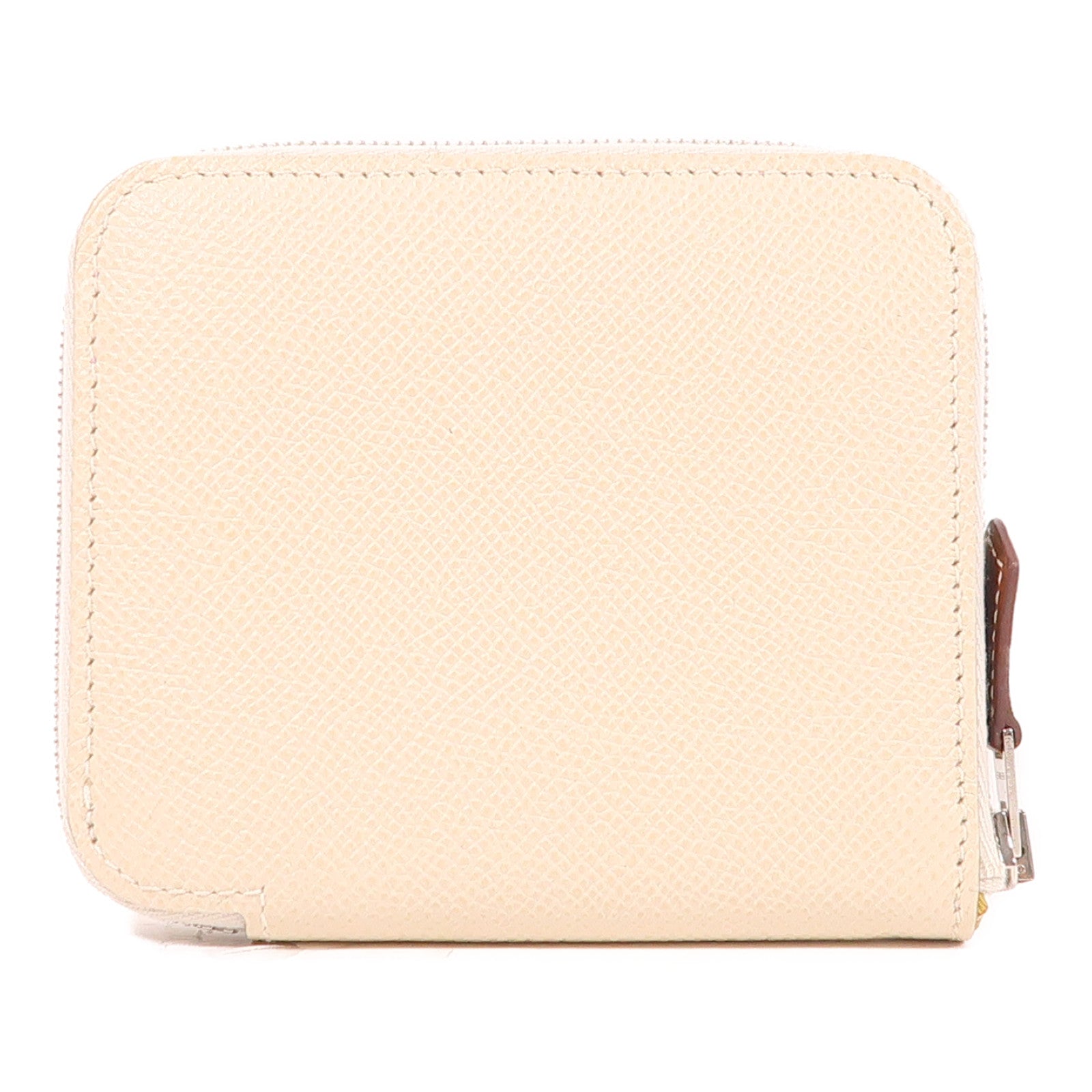 HERMES PHW Silk In Compact Wallet Veau Epsom Leather White