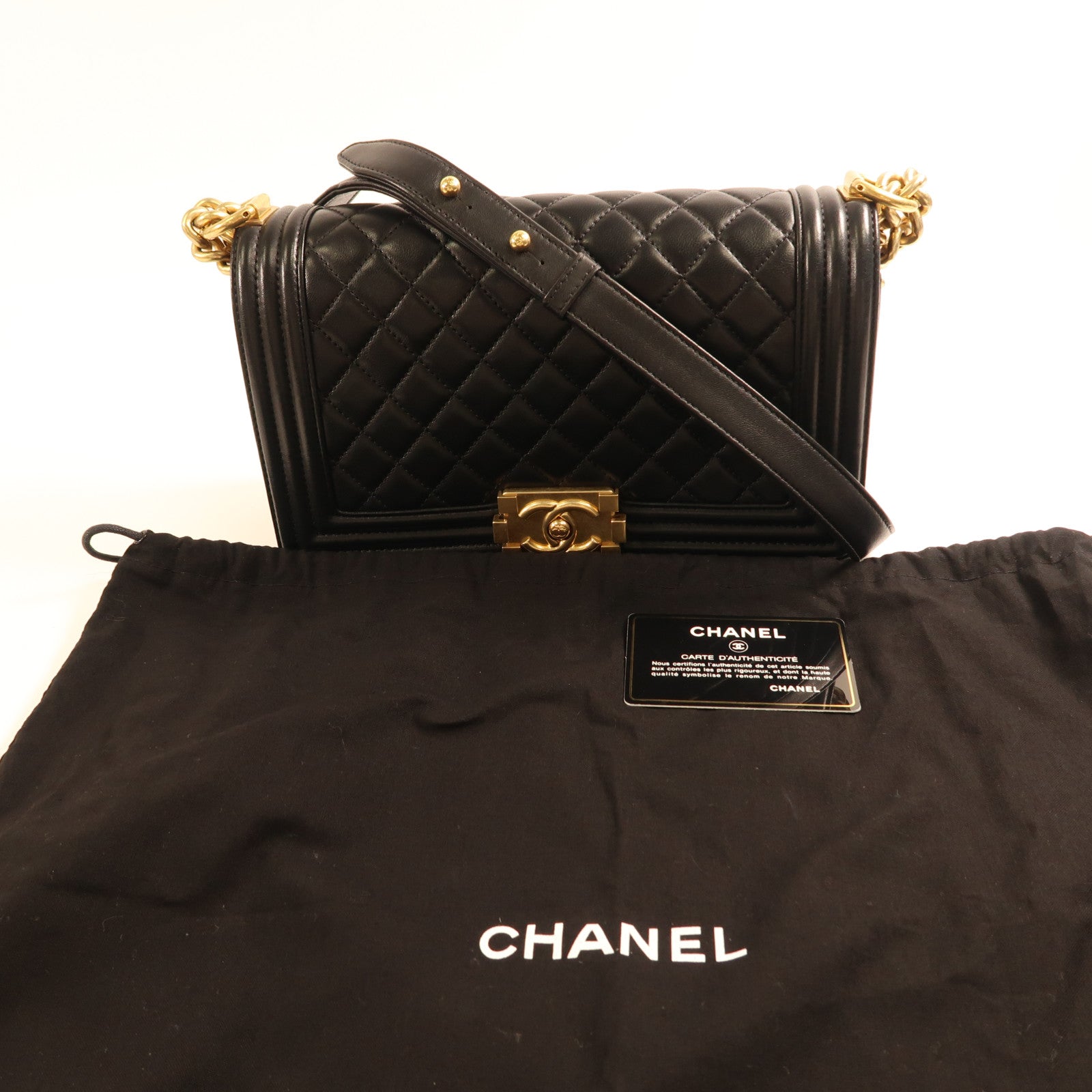 CHANEL 【激減優惠】羊皮皮革Boy 25金扣鏈帶肩背袋
