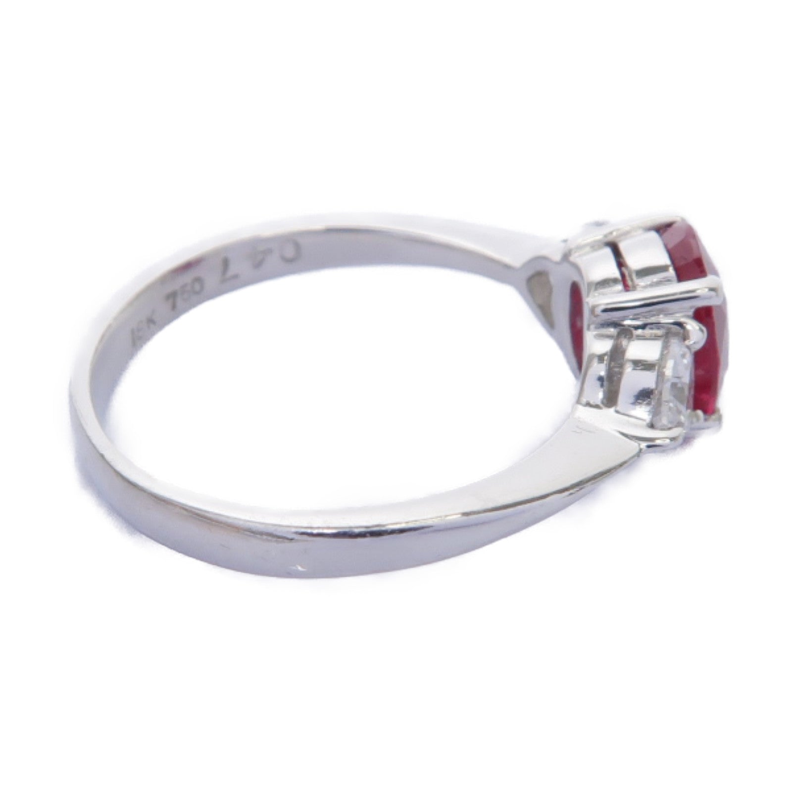 JEWELRY 18K白金Ruby/Diamond Ring 1.51ct紅寶石/0.47ct鑽石戒指US#6