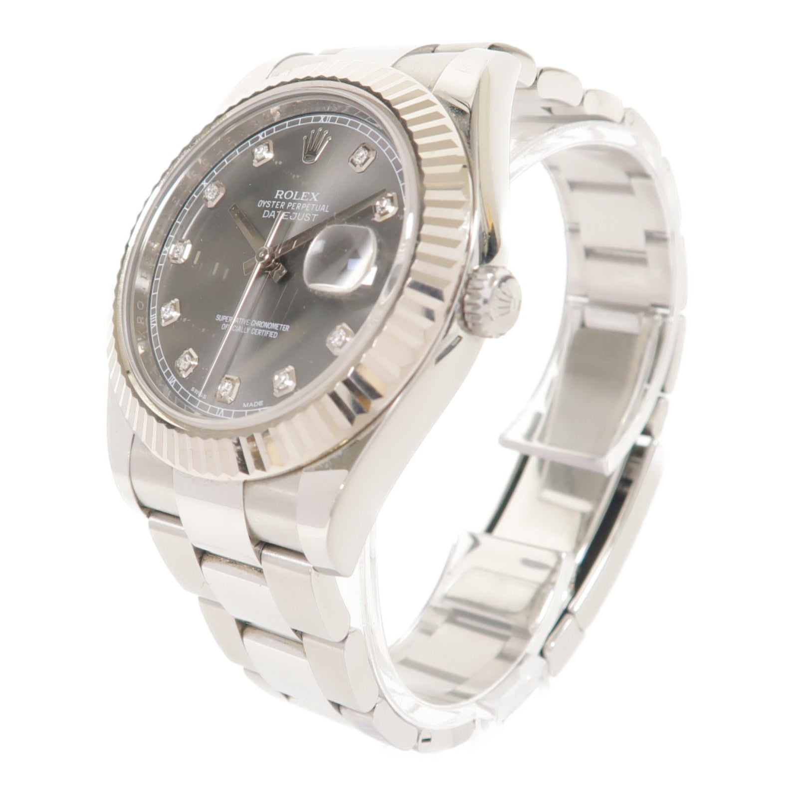 ROLEX Datejust18K白金/不鏽鋼手錶自動機芯灰色