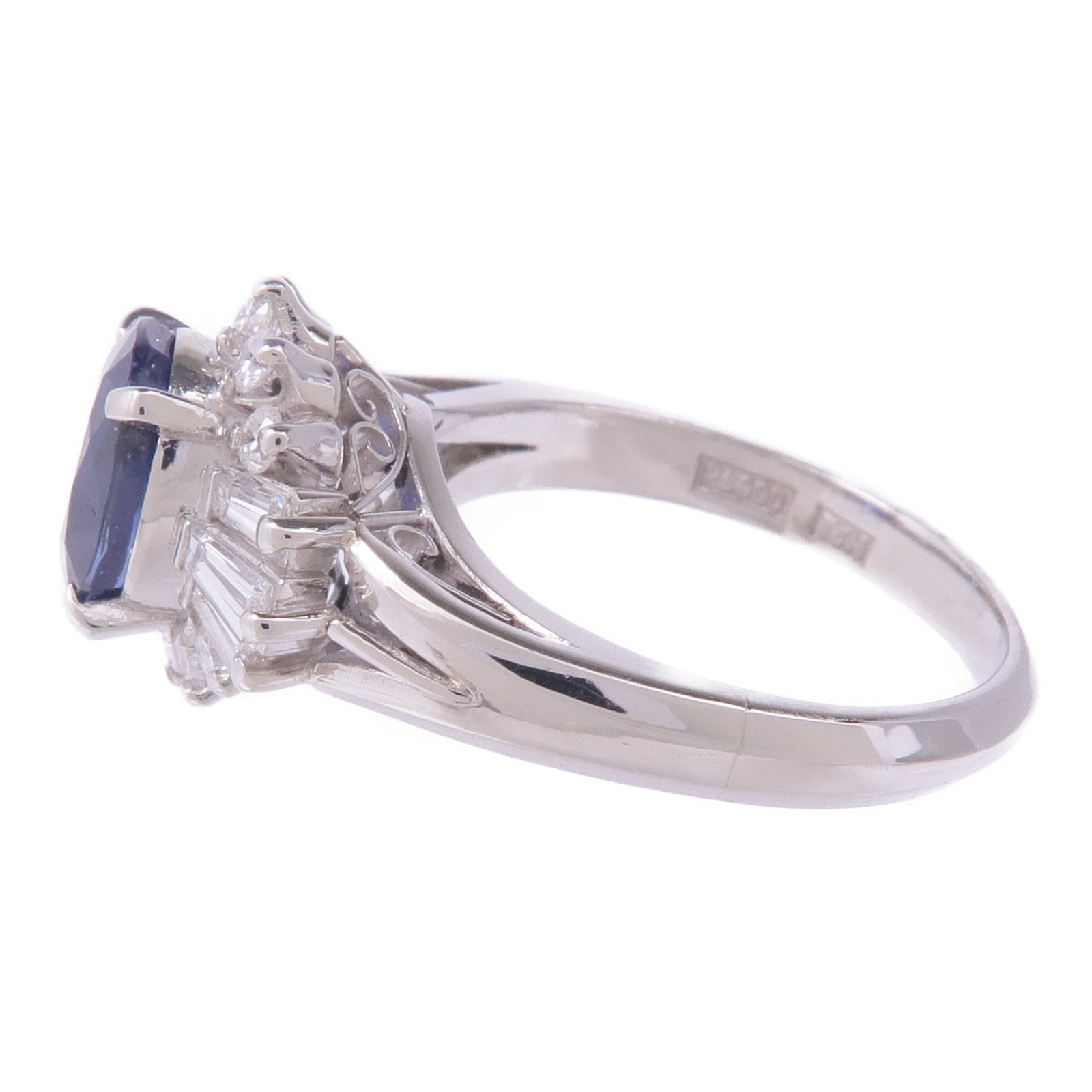 JEWELRY PT900鉑金Sapphire Diamond Ring藍寶石/鑽石戒指US#5