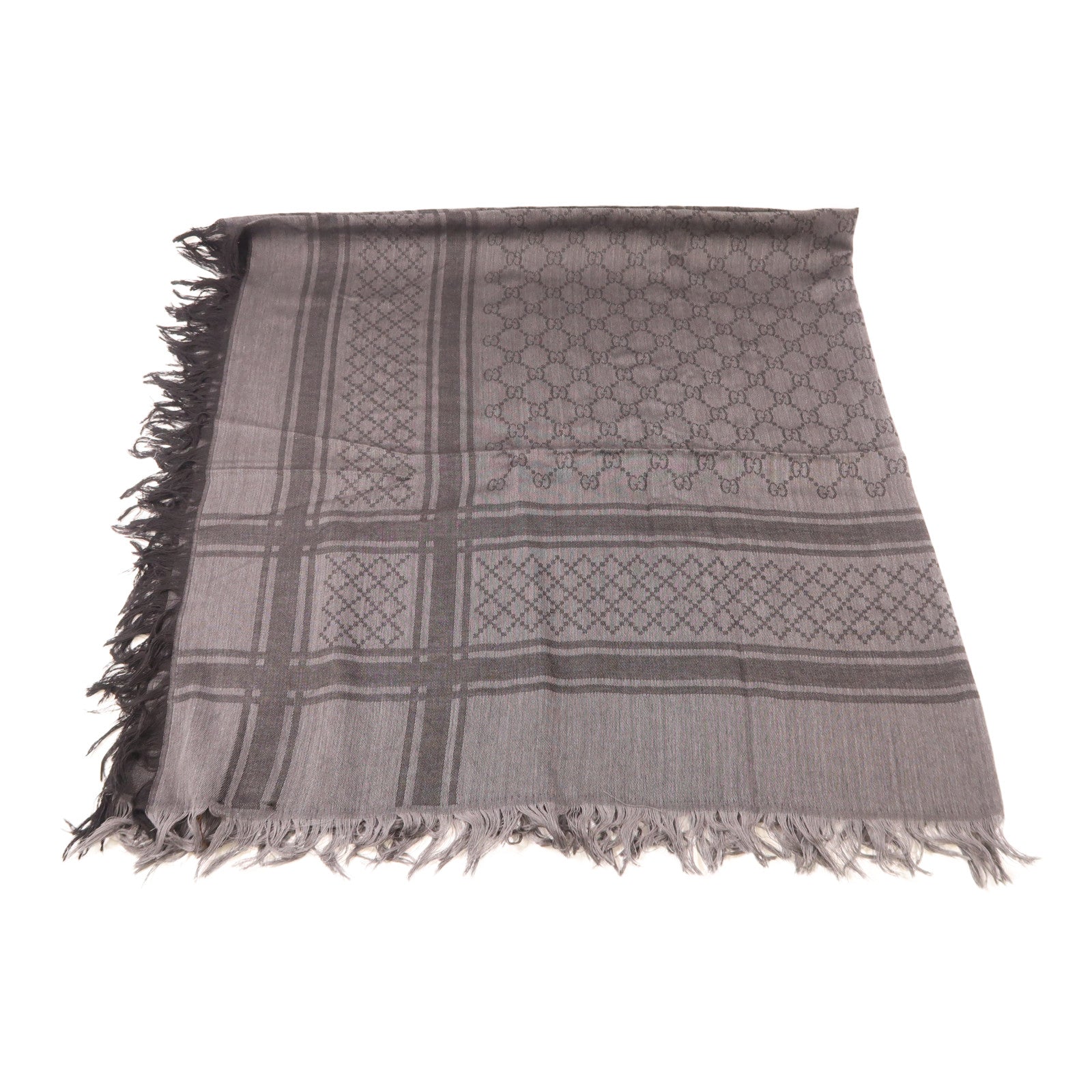 GUCCI 羊毛/絲質Scarf圍巾灰色