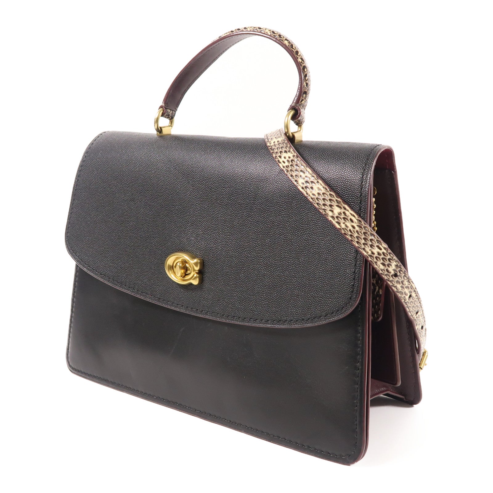 COACH 【激減優惠】牛皮皮革/蛇皮皮革Parker Top Handle 32手挽肩背兩用袋