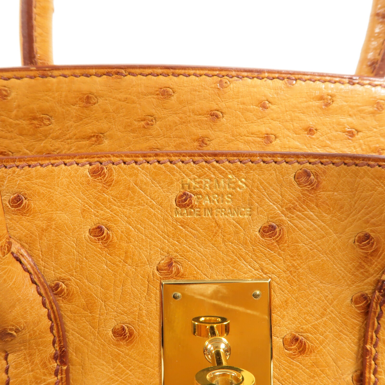HERMES 鴕鳥皮革Birkin 35手挽袋Gold