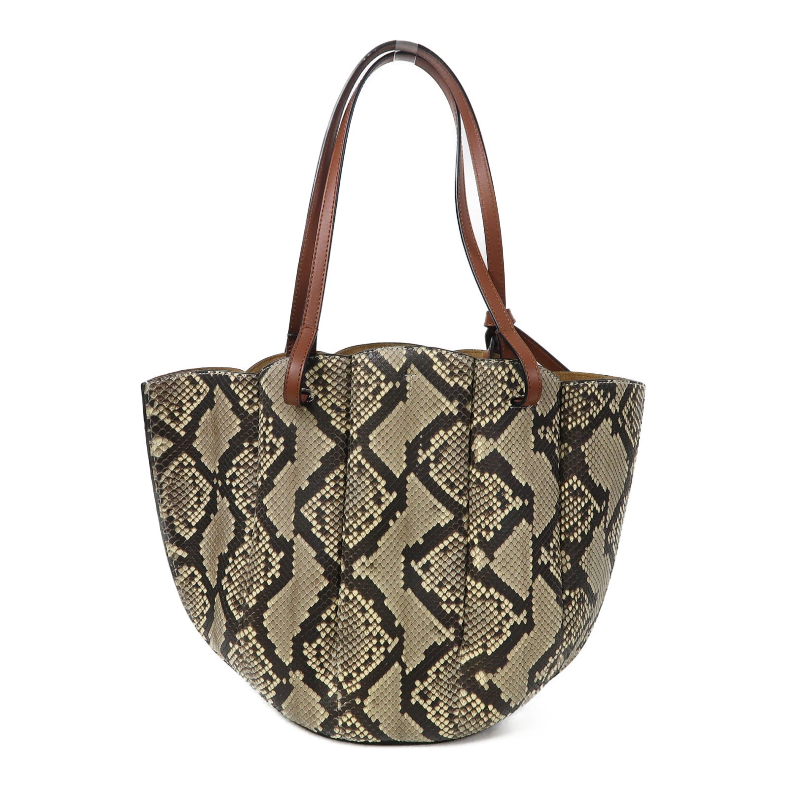 LOEWE 蛇皮皮革Shell Tote Small Bag手挽袋啡色