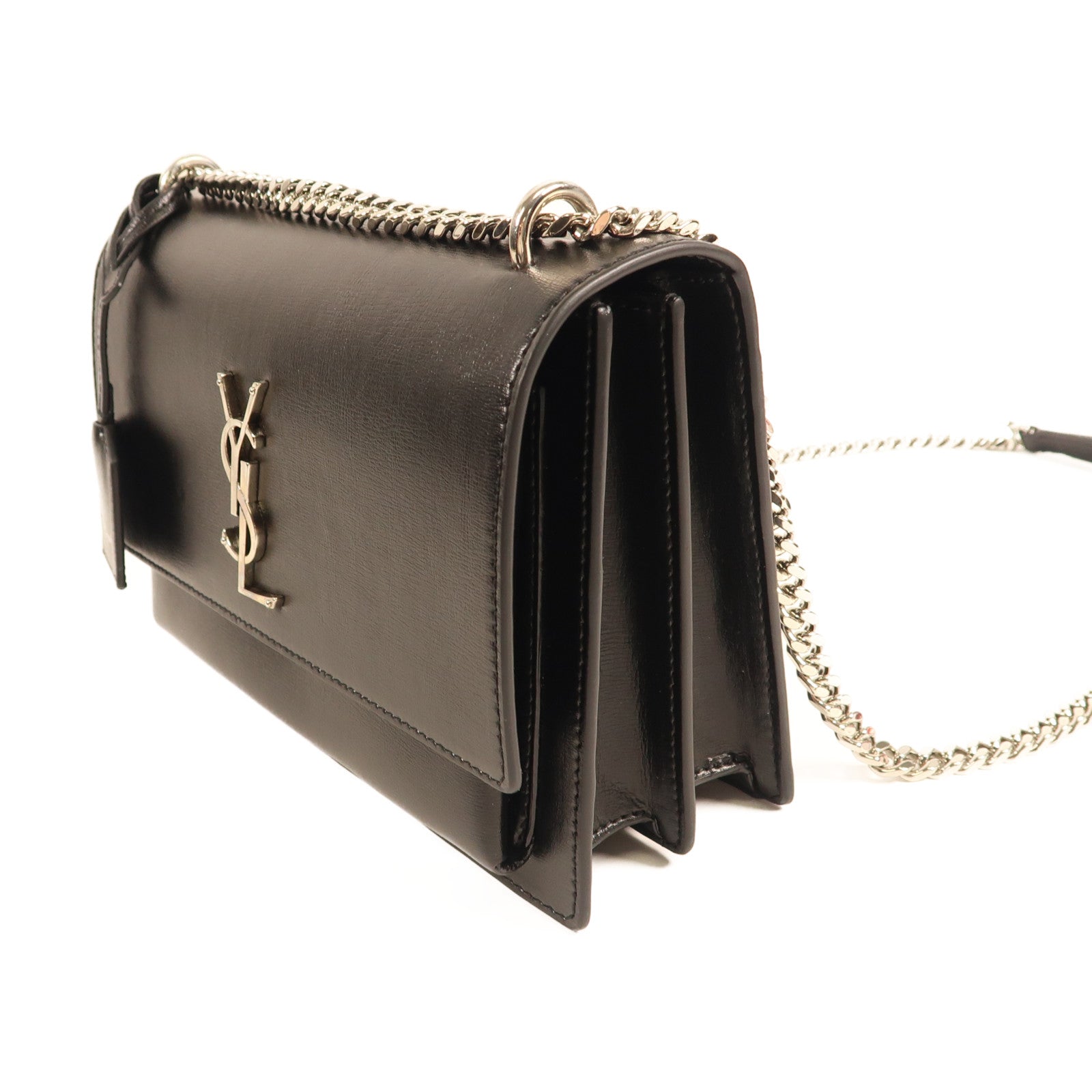 SAINT LAURENT 牛皮皮革Sunset Medium銀扣鏈帶肩背袋